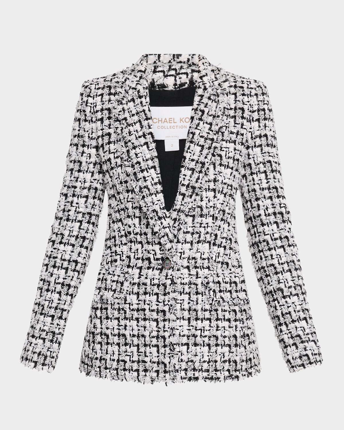 eyelash tweed single-breasted blazer