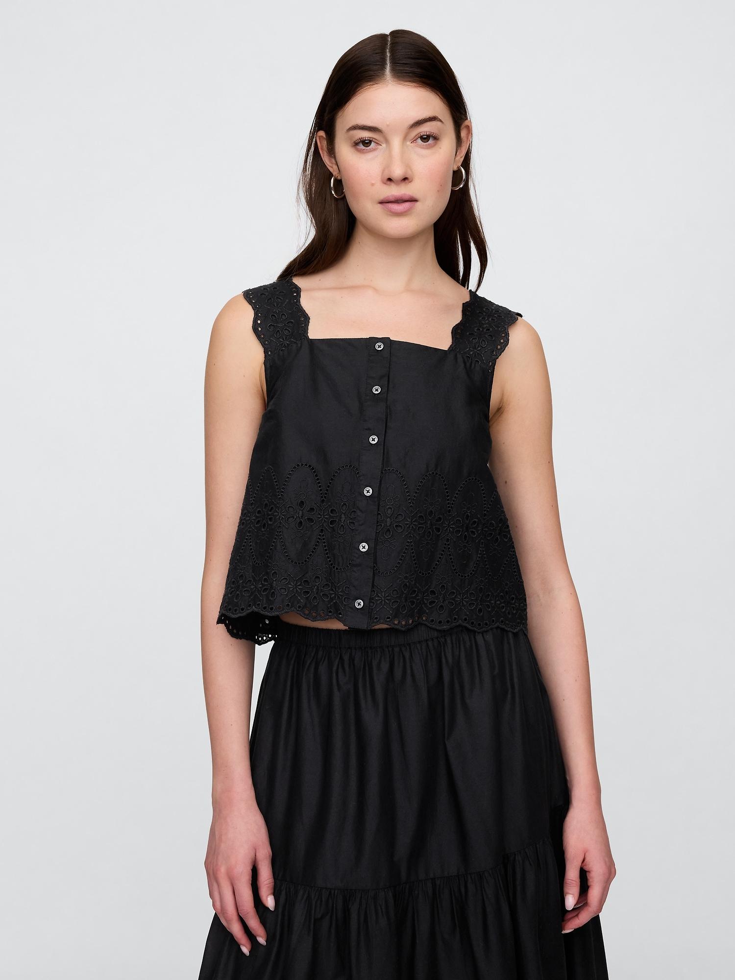 eyelet apron top
