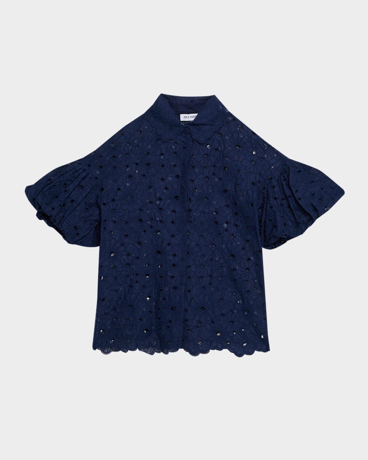 eyelet button-front shirt