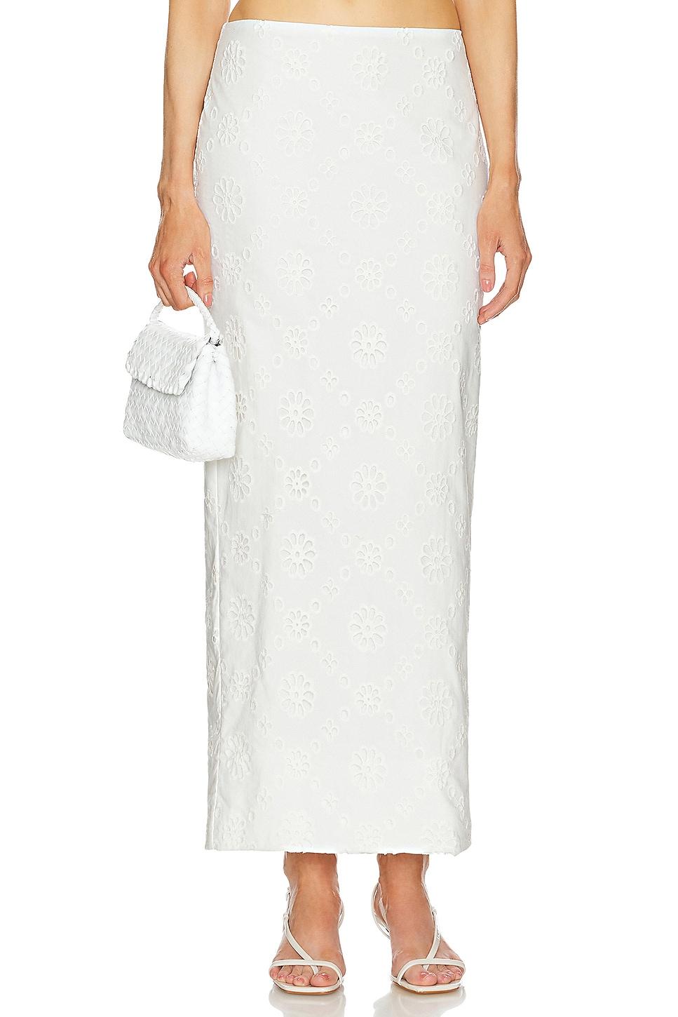 eyelet column midi skirt