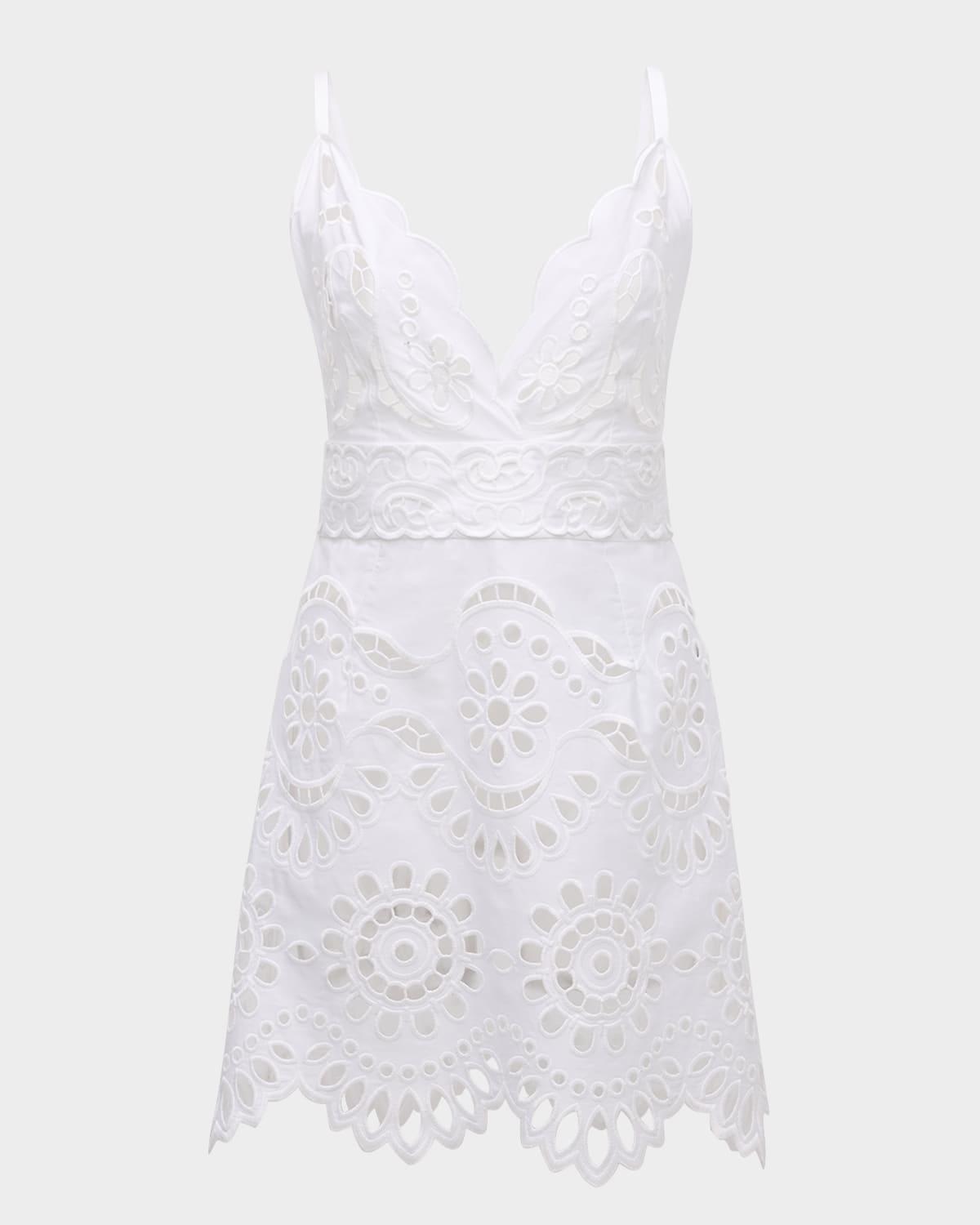 eyelet cotton poplin sleeveless mini dress