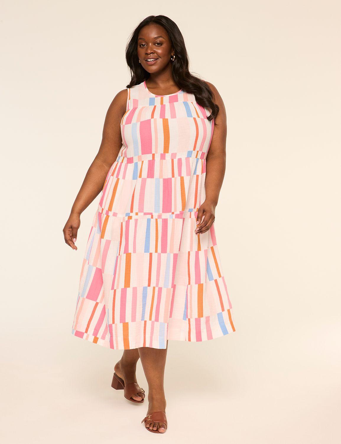 eyelet-detail tiered midi dress