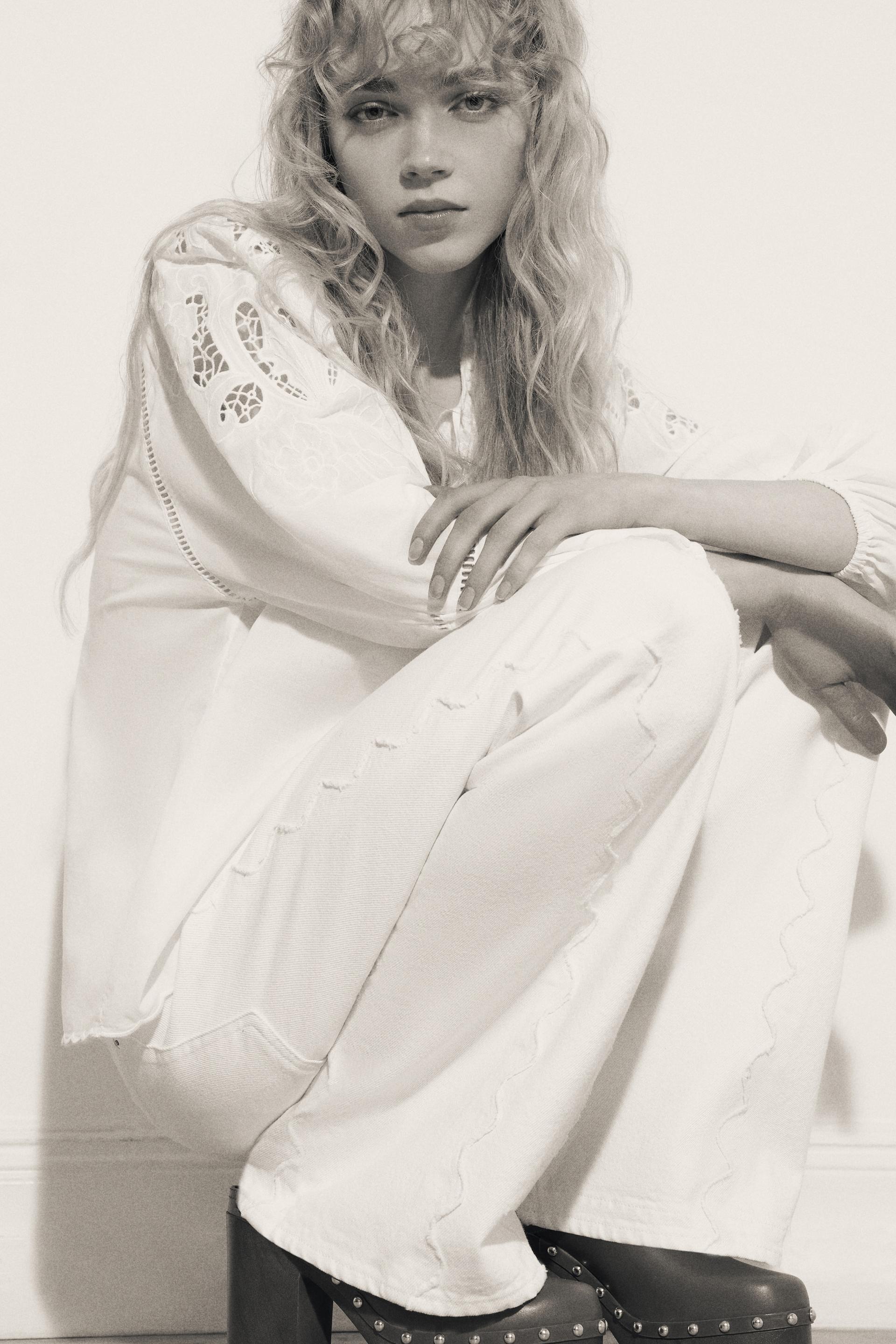 eyelet-embroidered cotton blouse