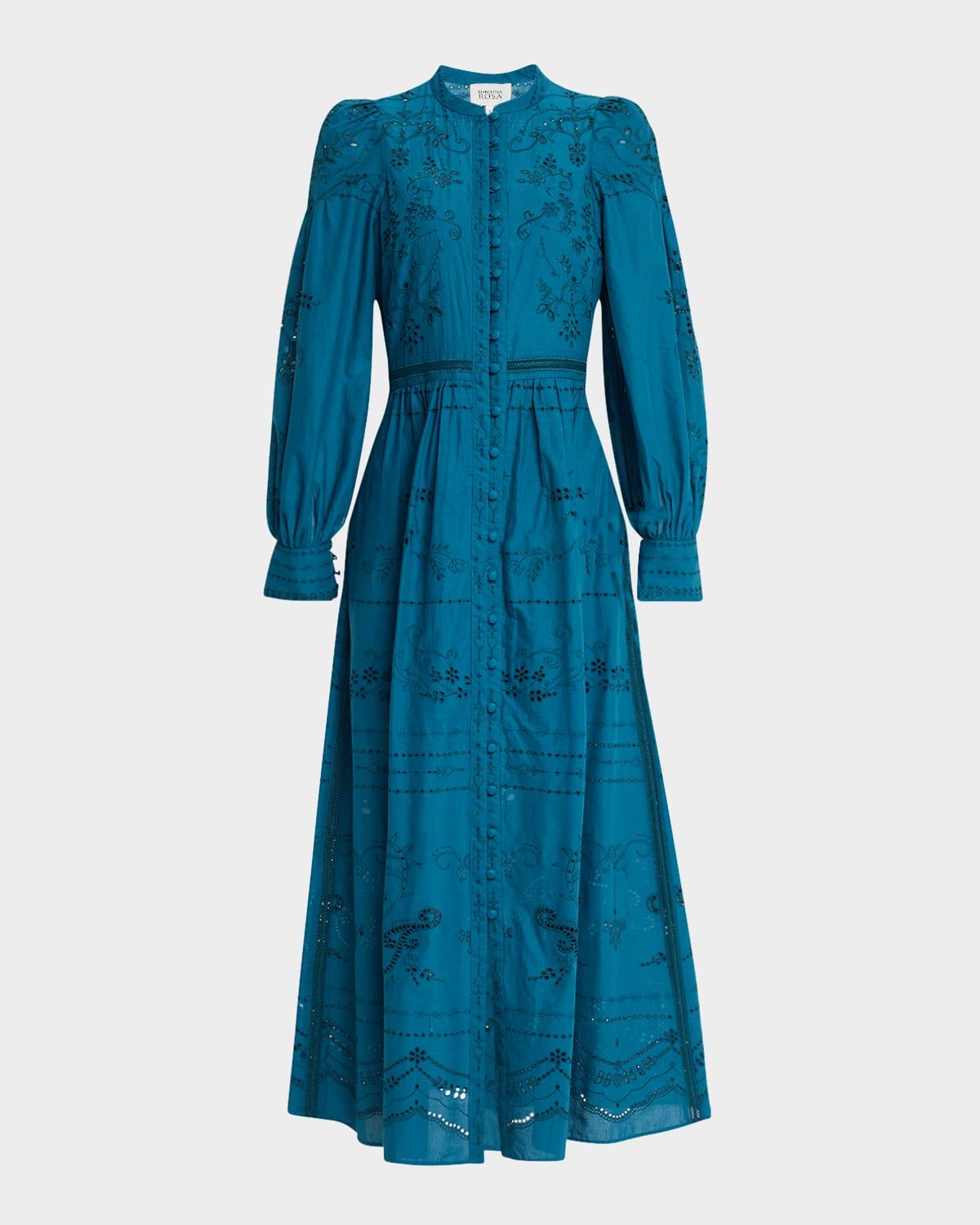eyelet-embroidered cotton voile maxi dress