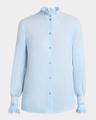 eyelet embroidered ruffle button-down shirt