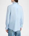 eyelet embroidered ruffle button-down shirt
