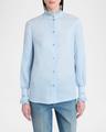 eyelet embroidered ruffle button-down shirt