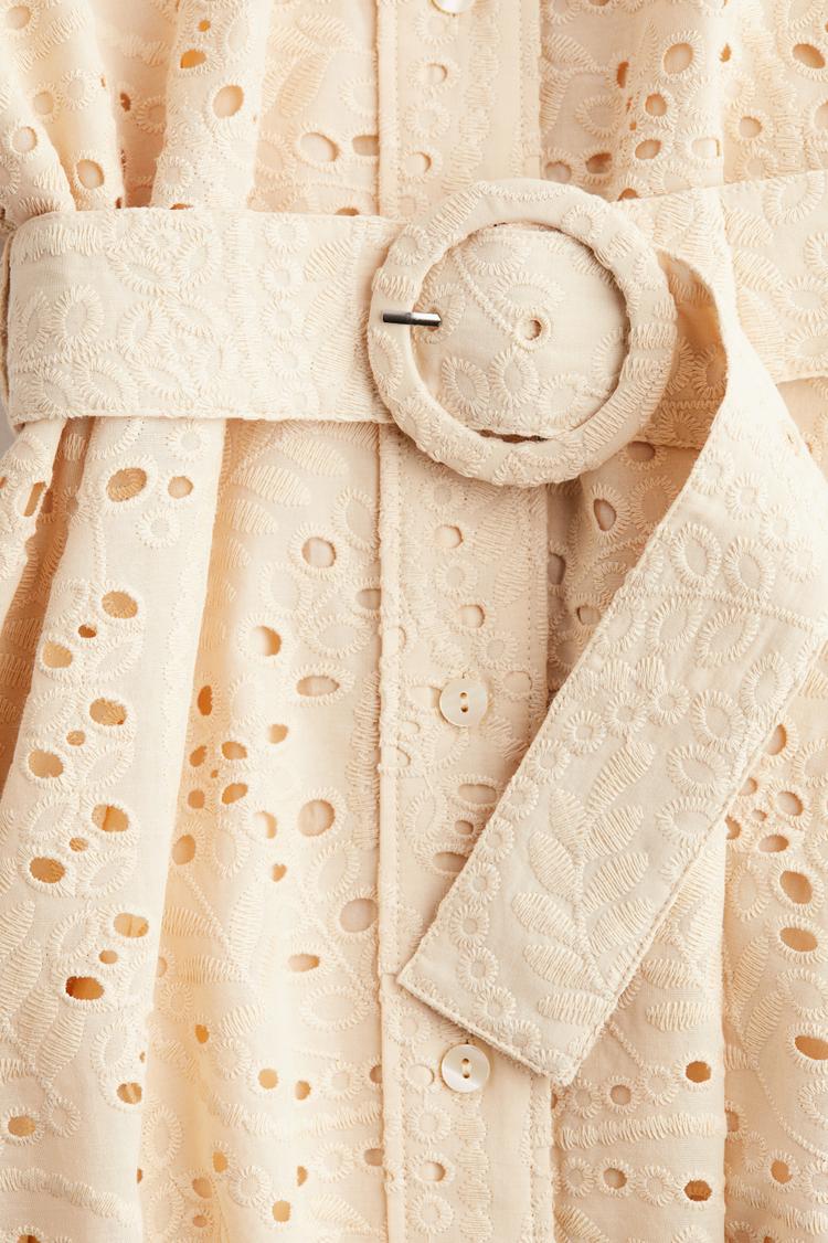 eyelet embroidered shirt dress