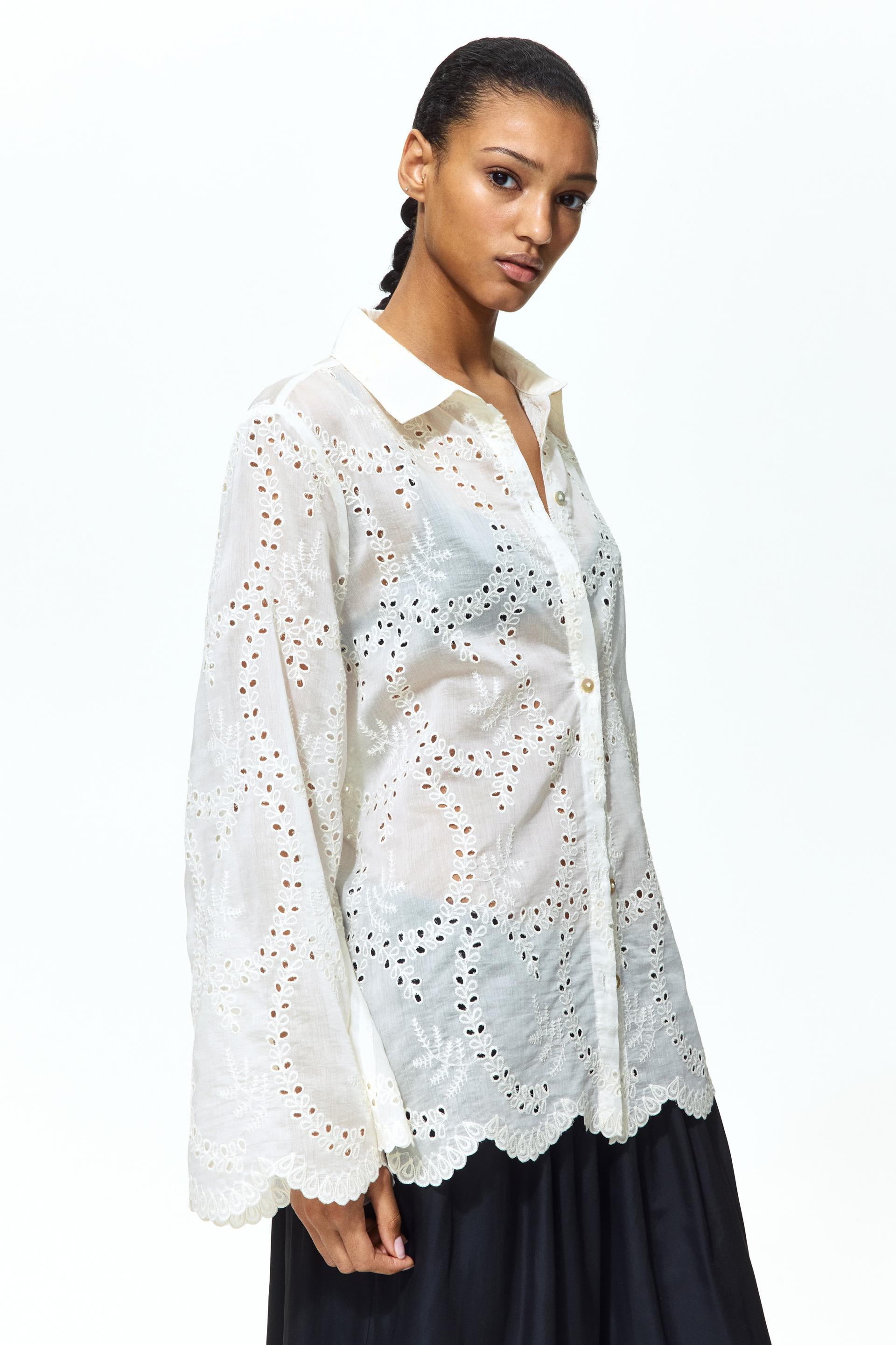 eyelet-embroidered shirt
