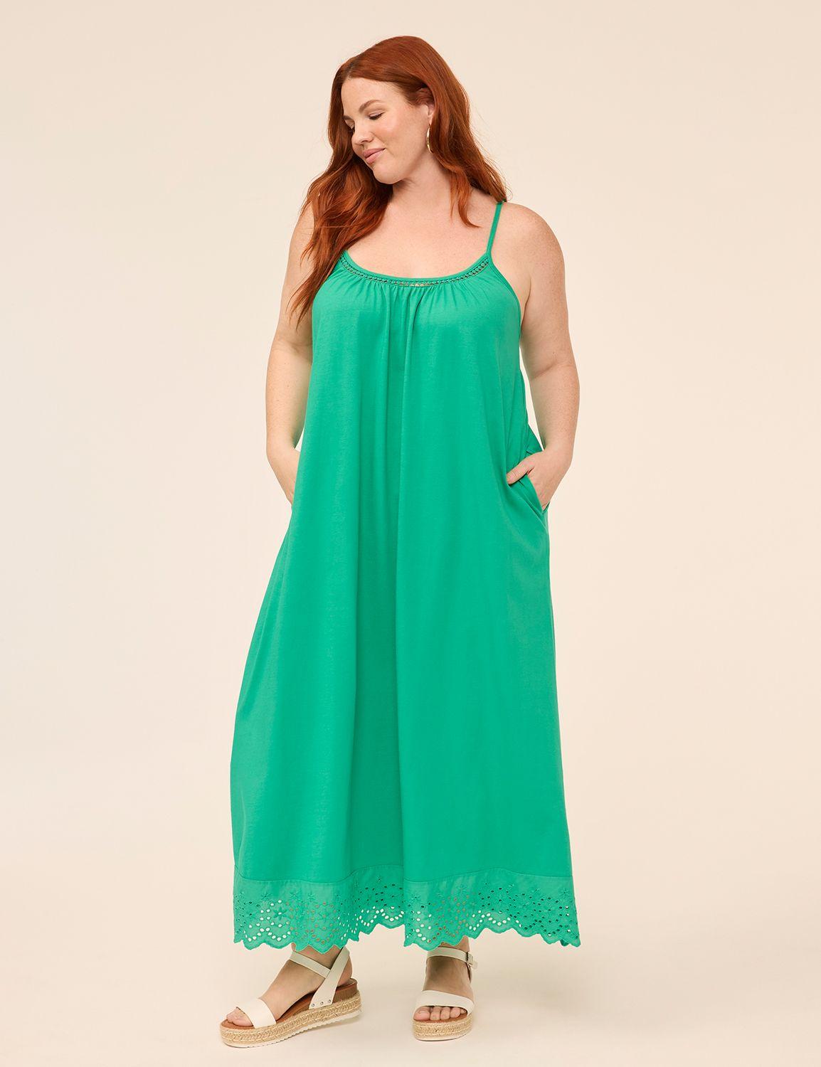 eyelet-hem maxi dress