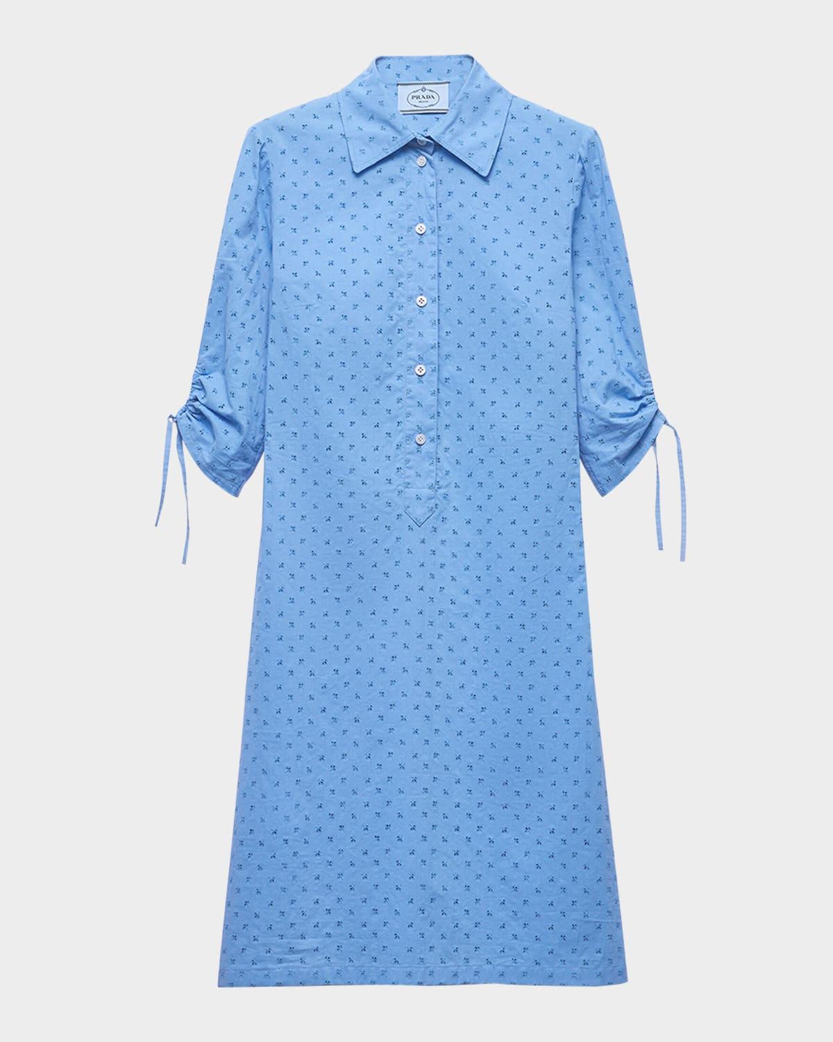 eyelet lace mini shirtdress