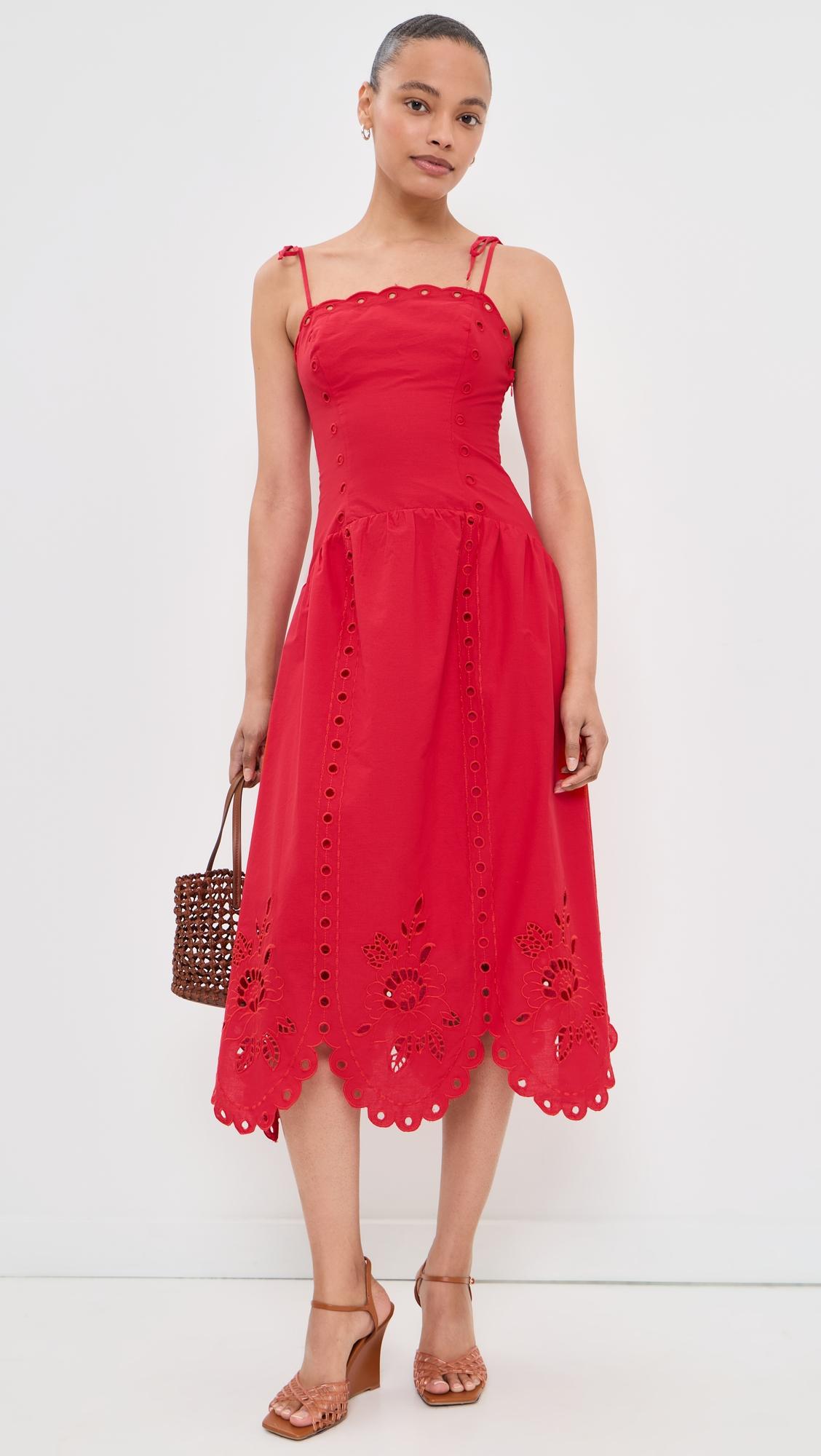 eyelet midi dress