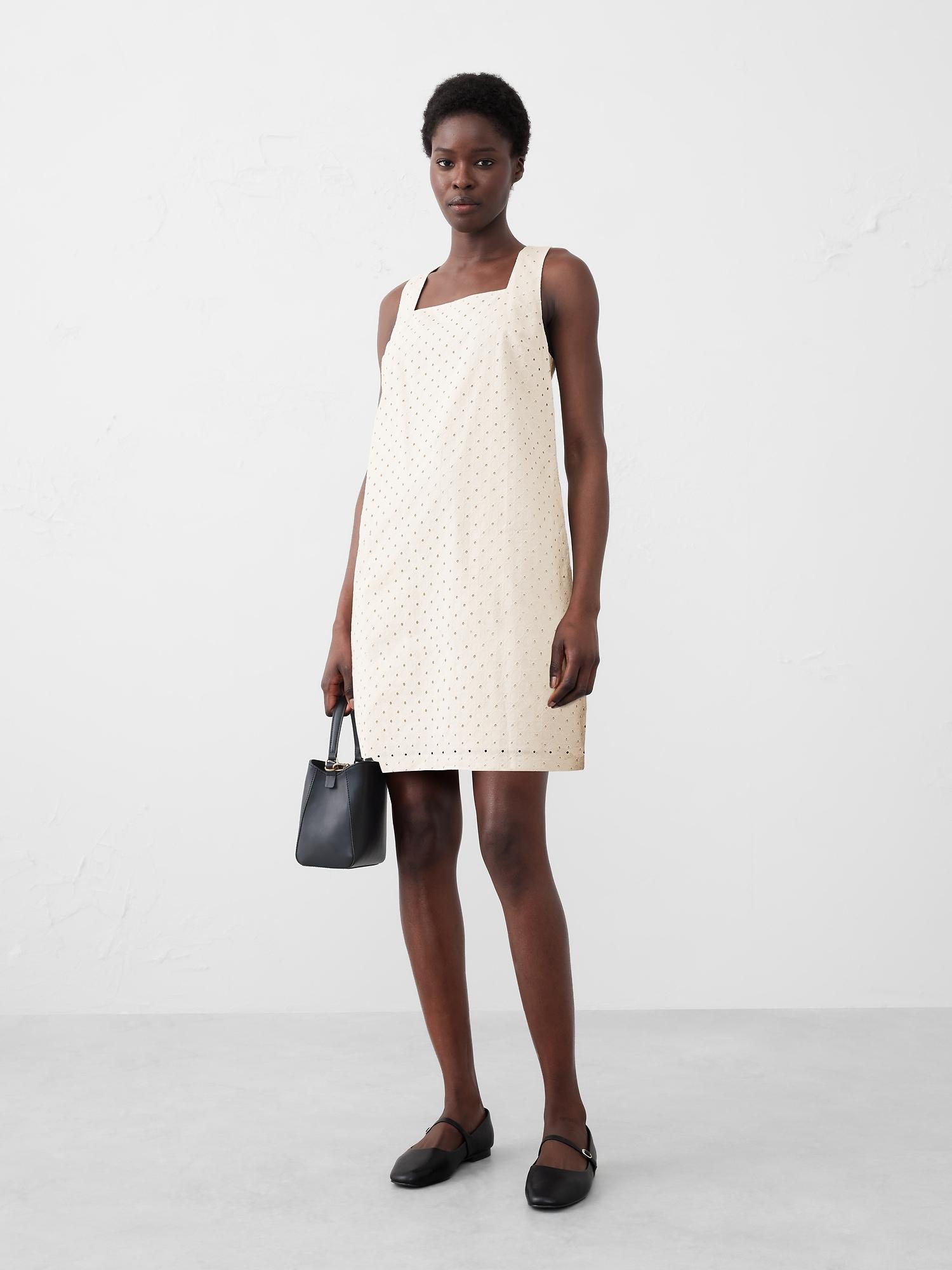 eyelet mini shift dress
