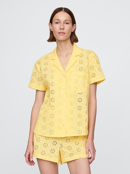 eyelet poplin pj shirt
