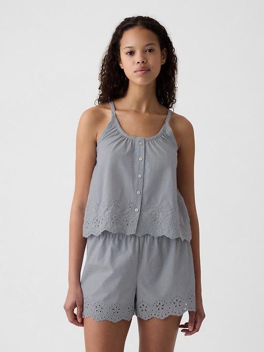 eyelet poplin pj tank top