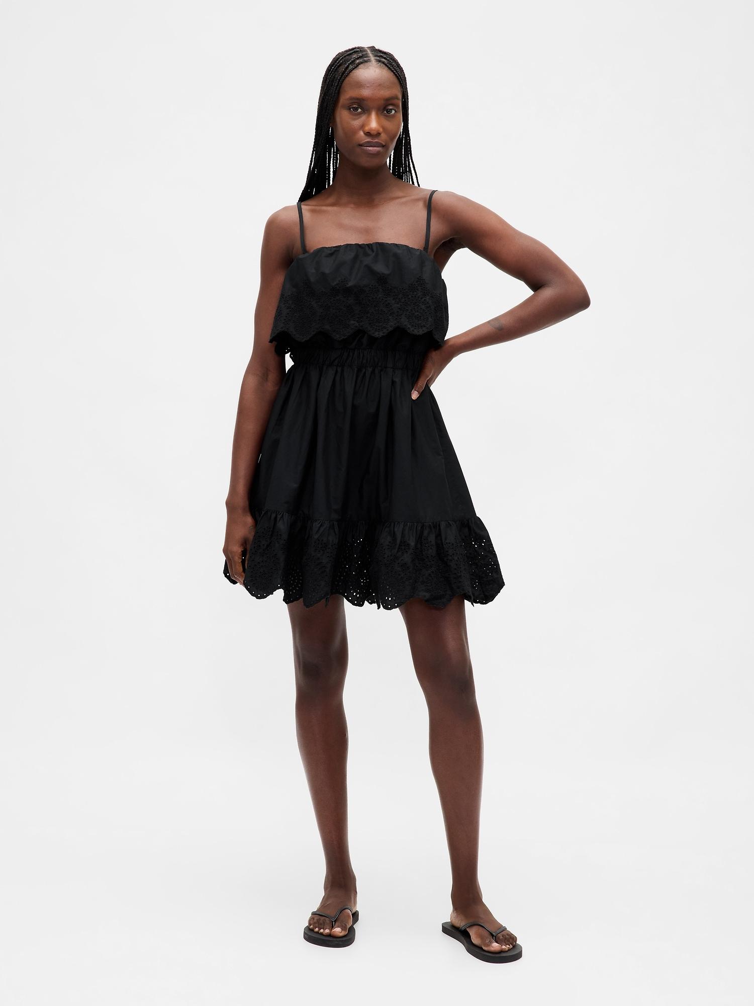 eyelet ruffle mini dress