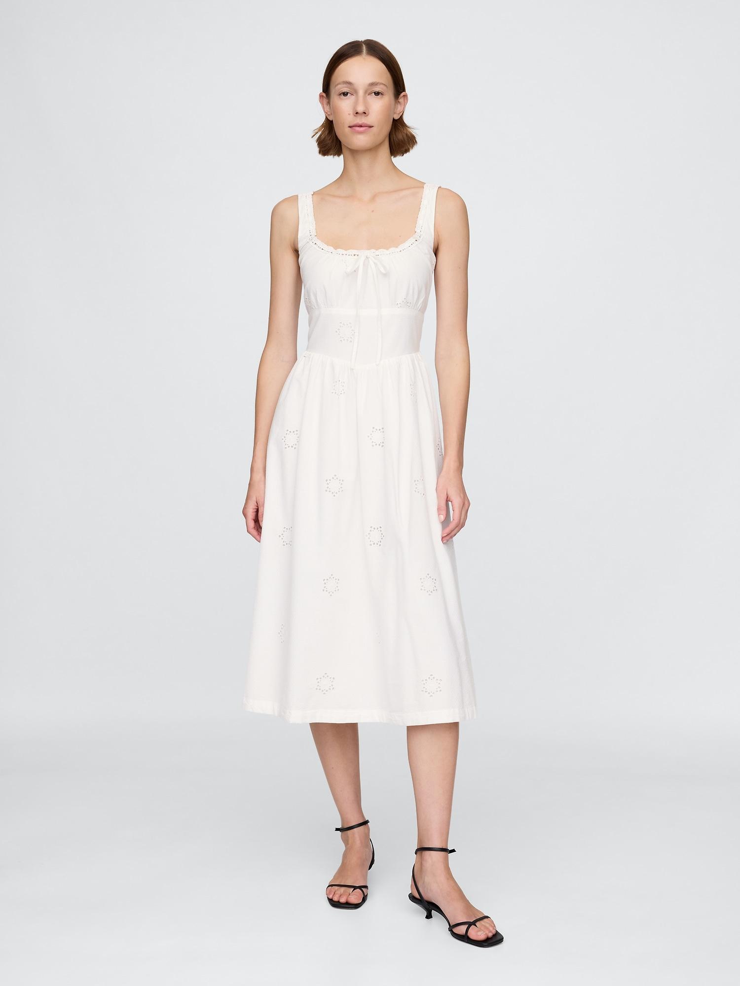 eyelet scoop neck dress