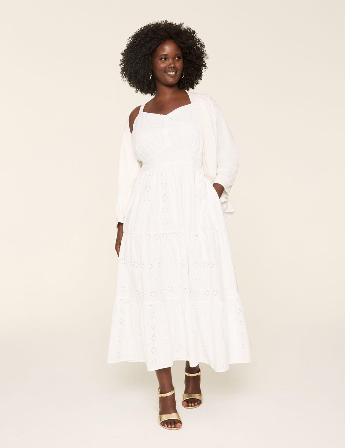 eyelet tiered-skirt maxi dress