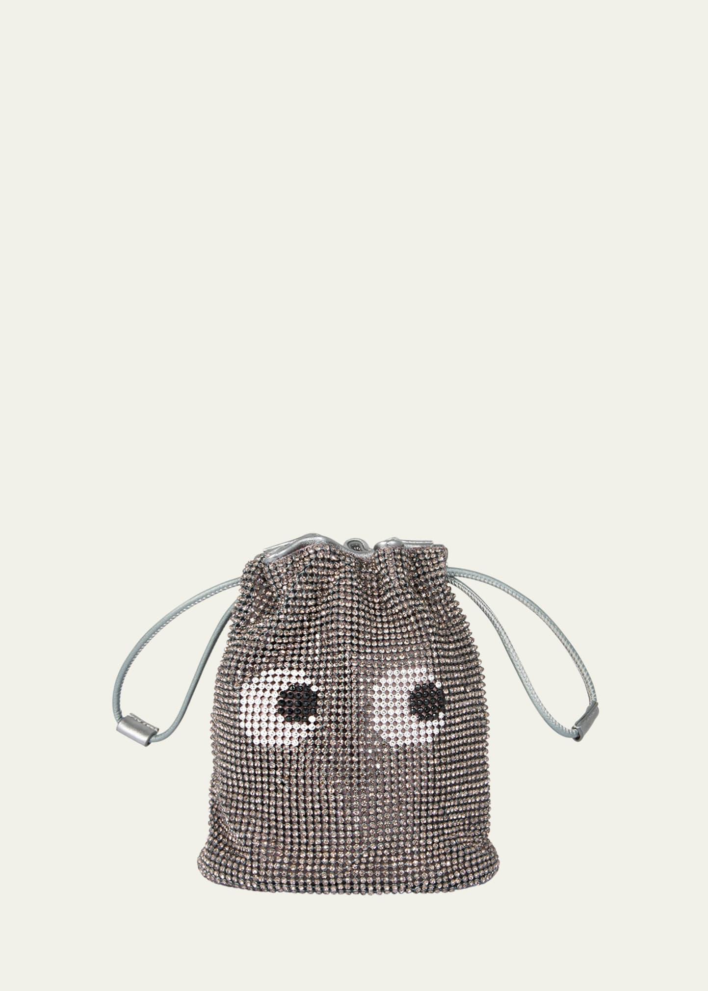eyes mesh crystal pouch bag