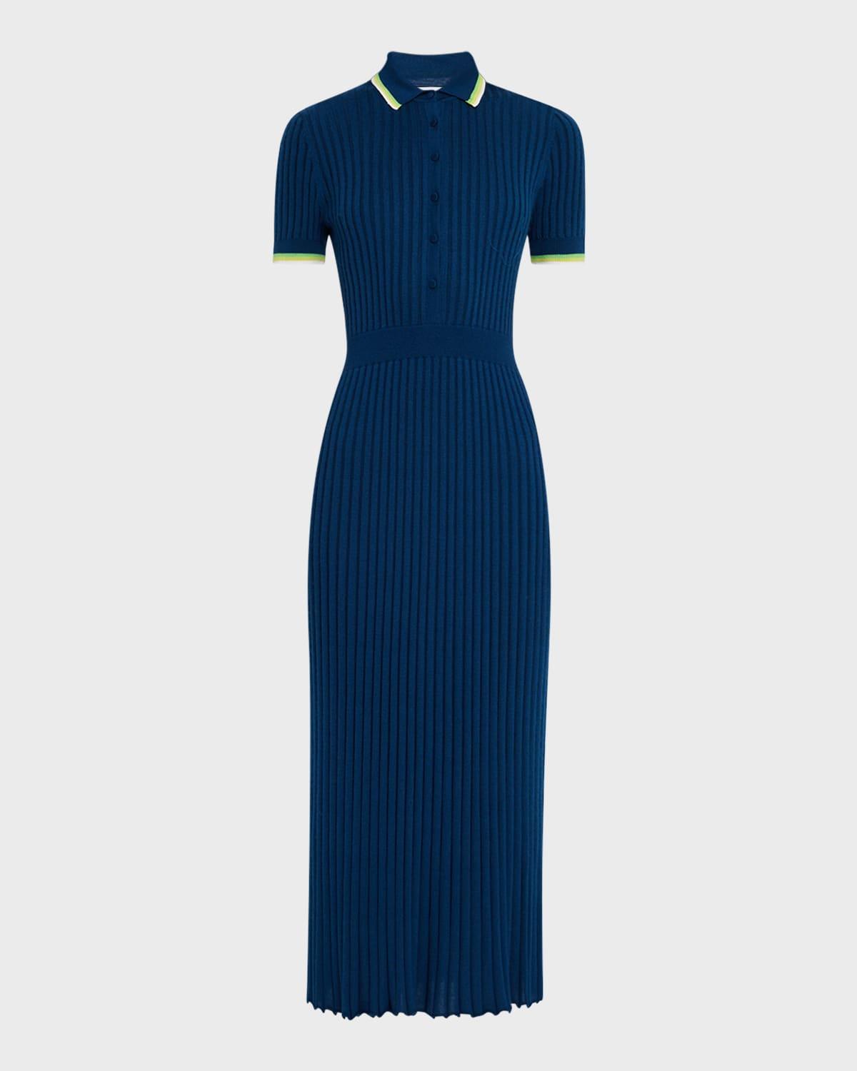 eyot short-sleeve rib midi polo dress
