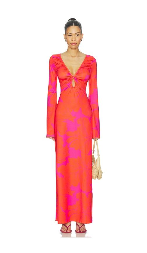 eywasouls malibu diana bell dress in fuchsia,orange.