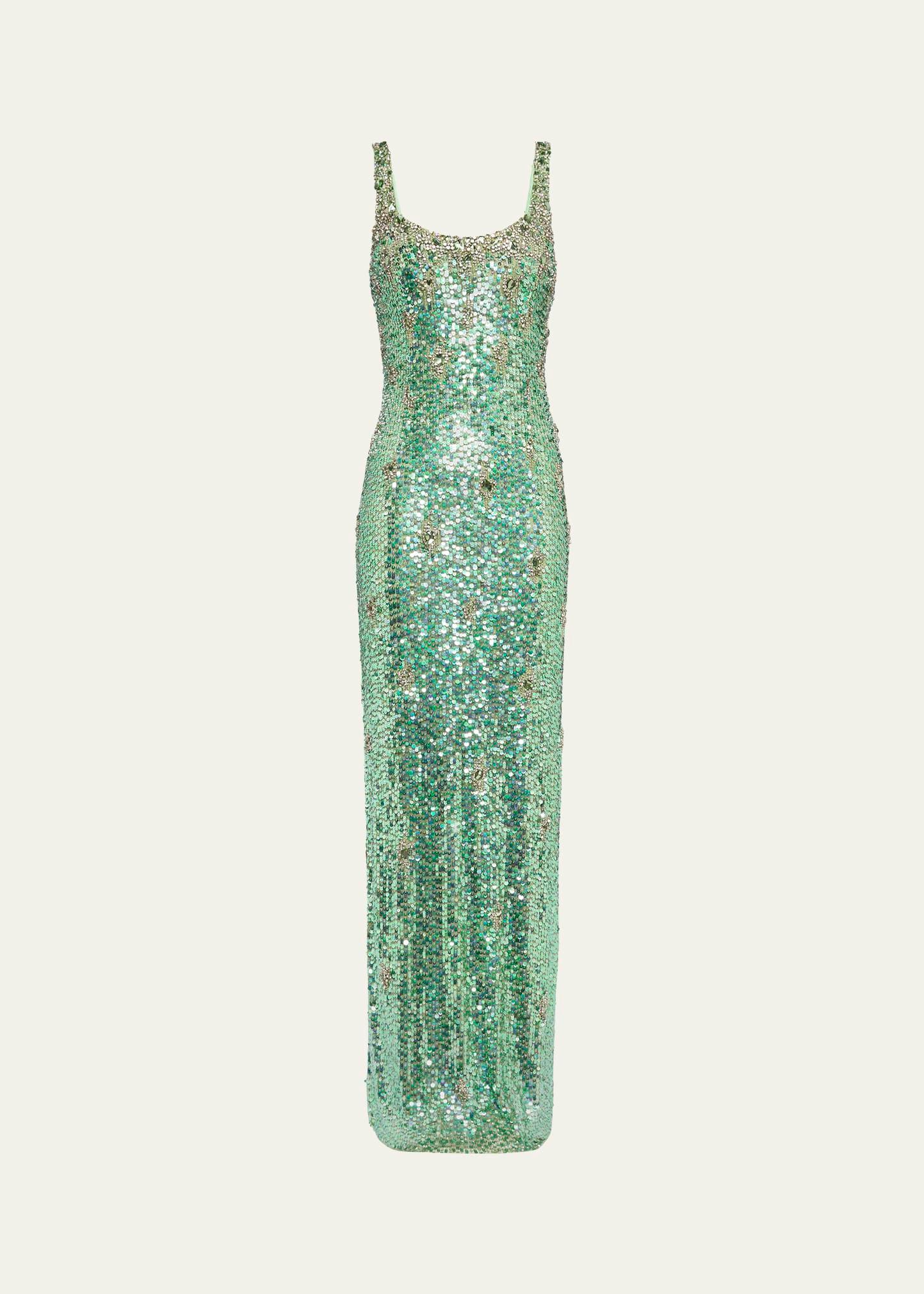 ezra crystal sequined gown