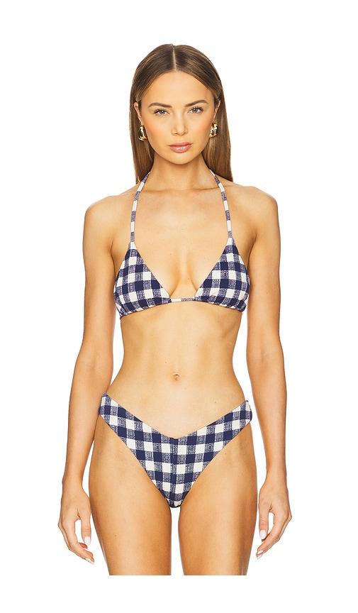 f e l l a arnie bikini top in navy.