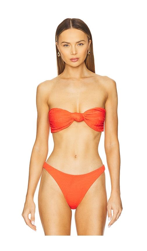 f e l l a hunter bikini top in red.