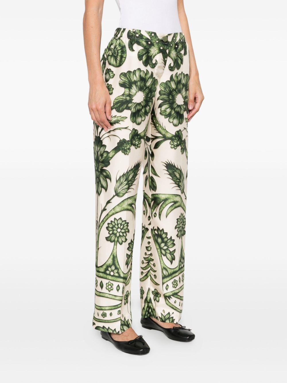 f. r.s . trousers green silk - women