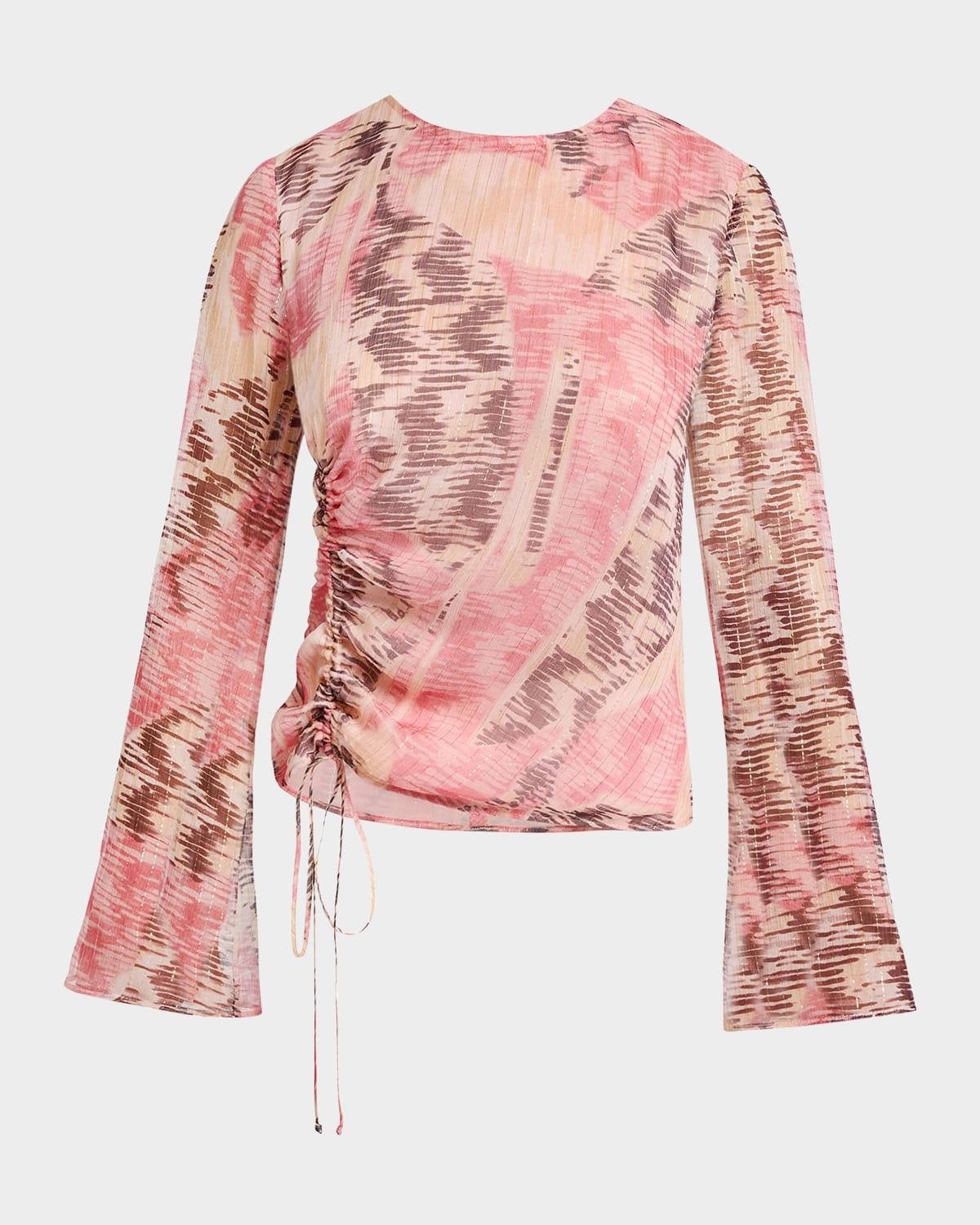 fabi metallic pinstripe silk chiffon top