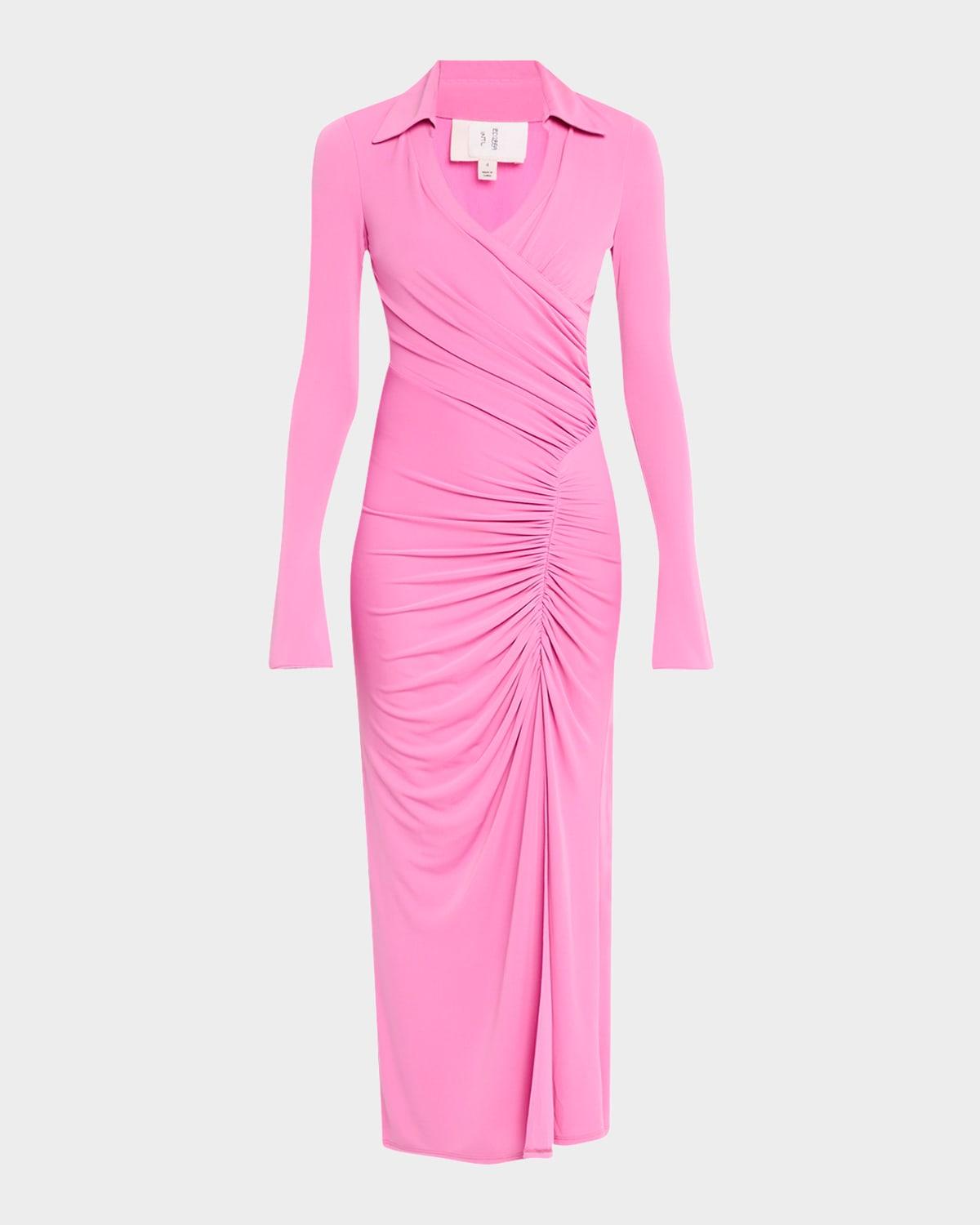 fabia gathered long-sleeve dress