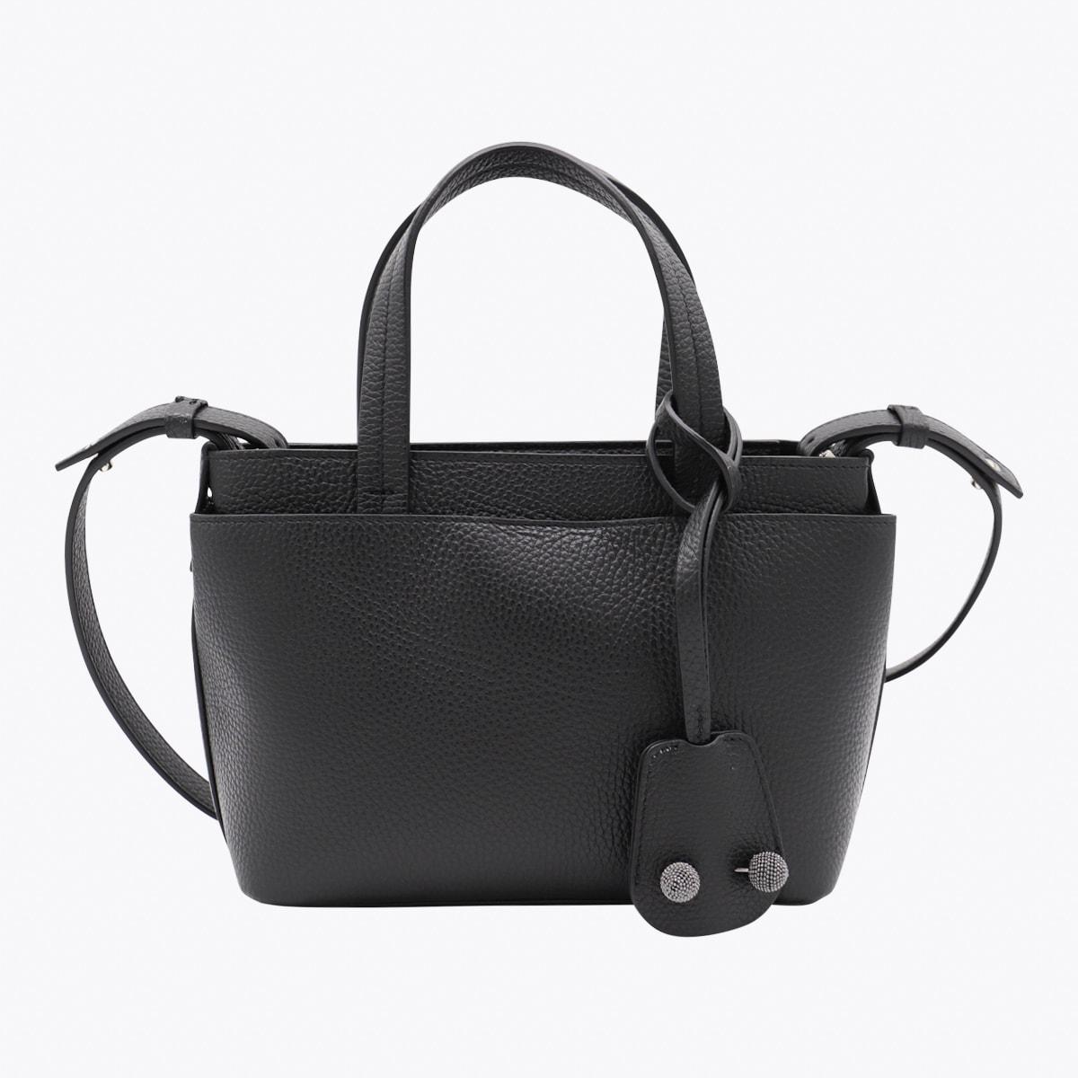 fabiana filippi black leather top handle bag