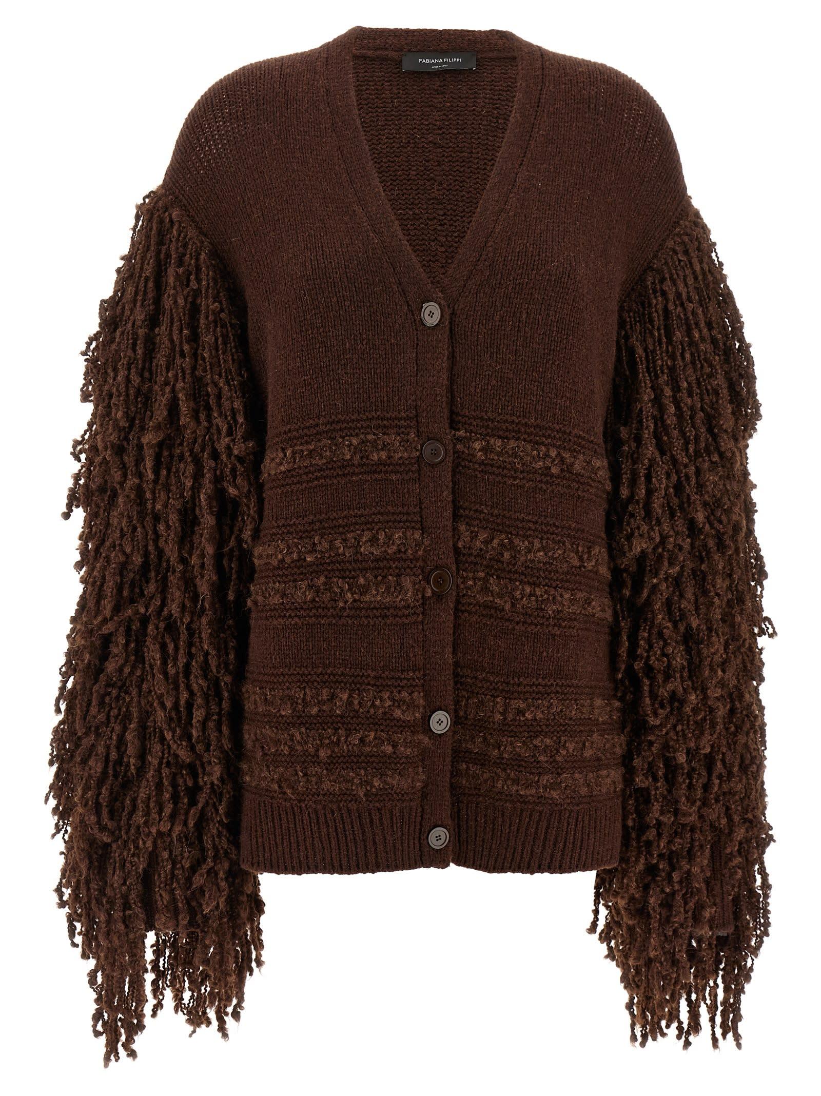 fabiana filippi bouclé fringed cardigan