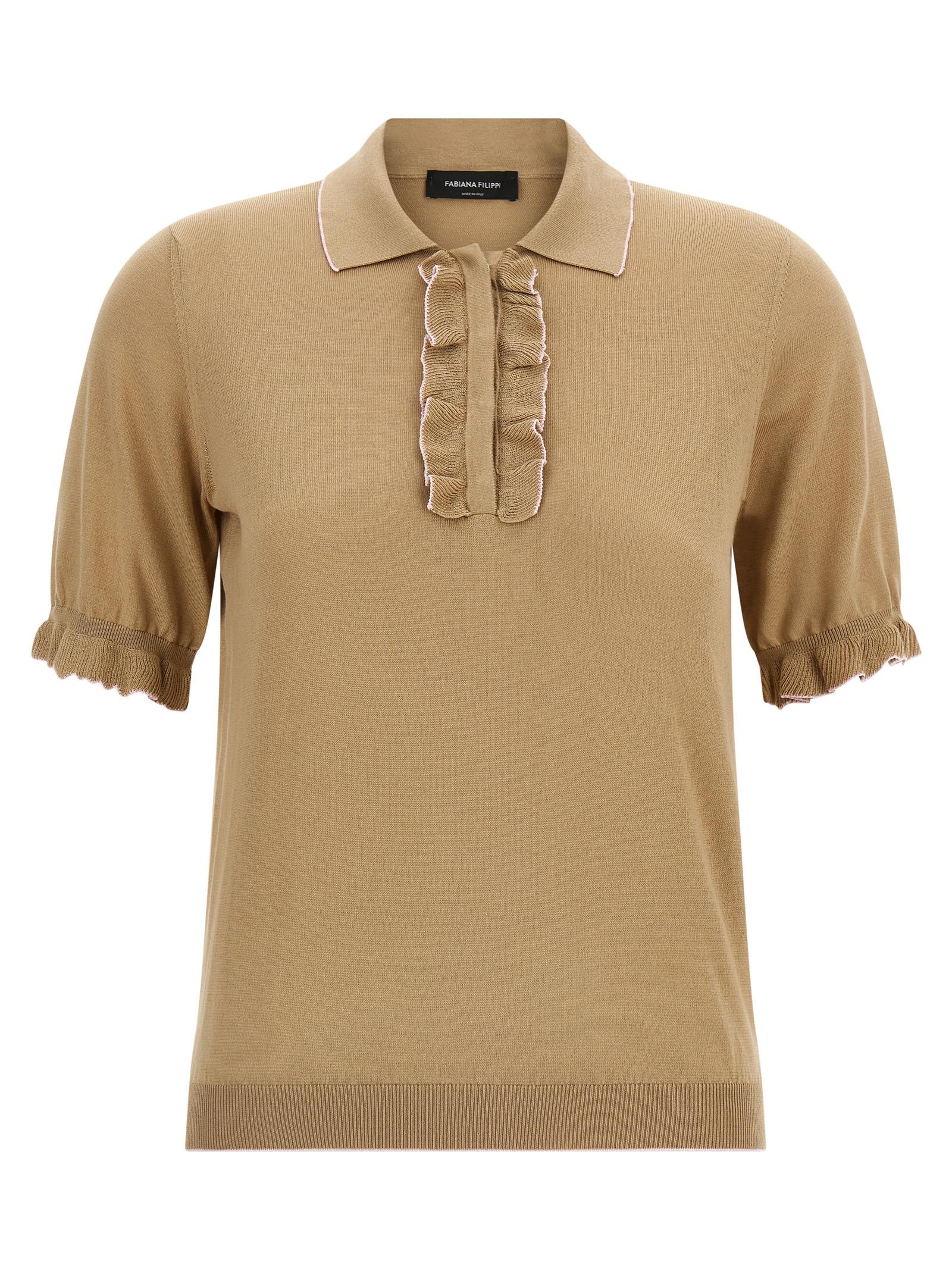 fabiana filippi cotton silk polo shirt beige - women