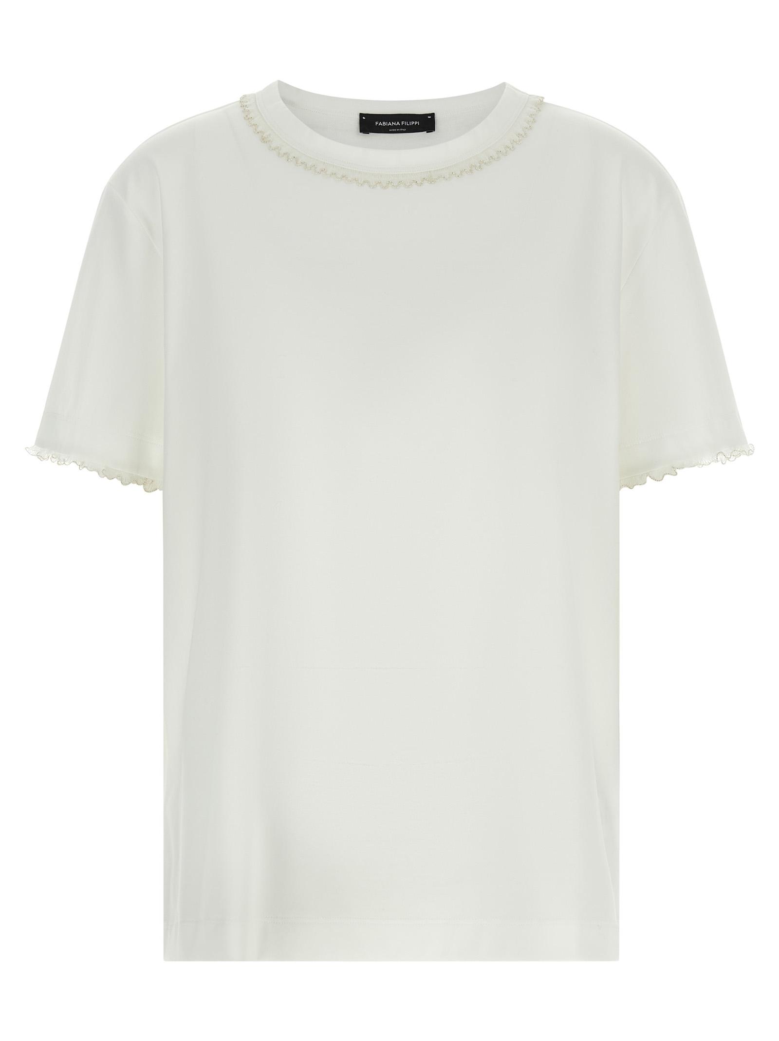 fabiana filippi embroidery t-shirt white cotton - women