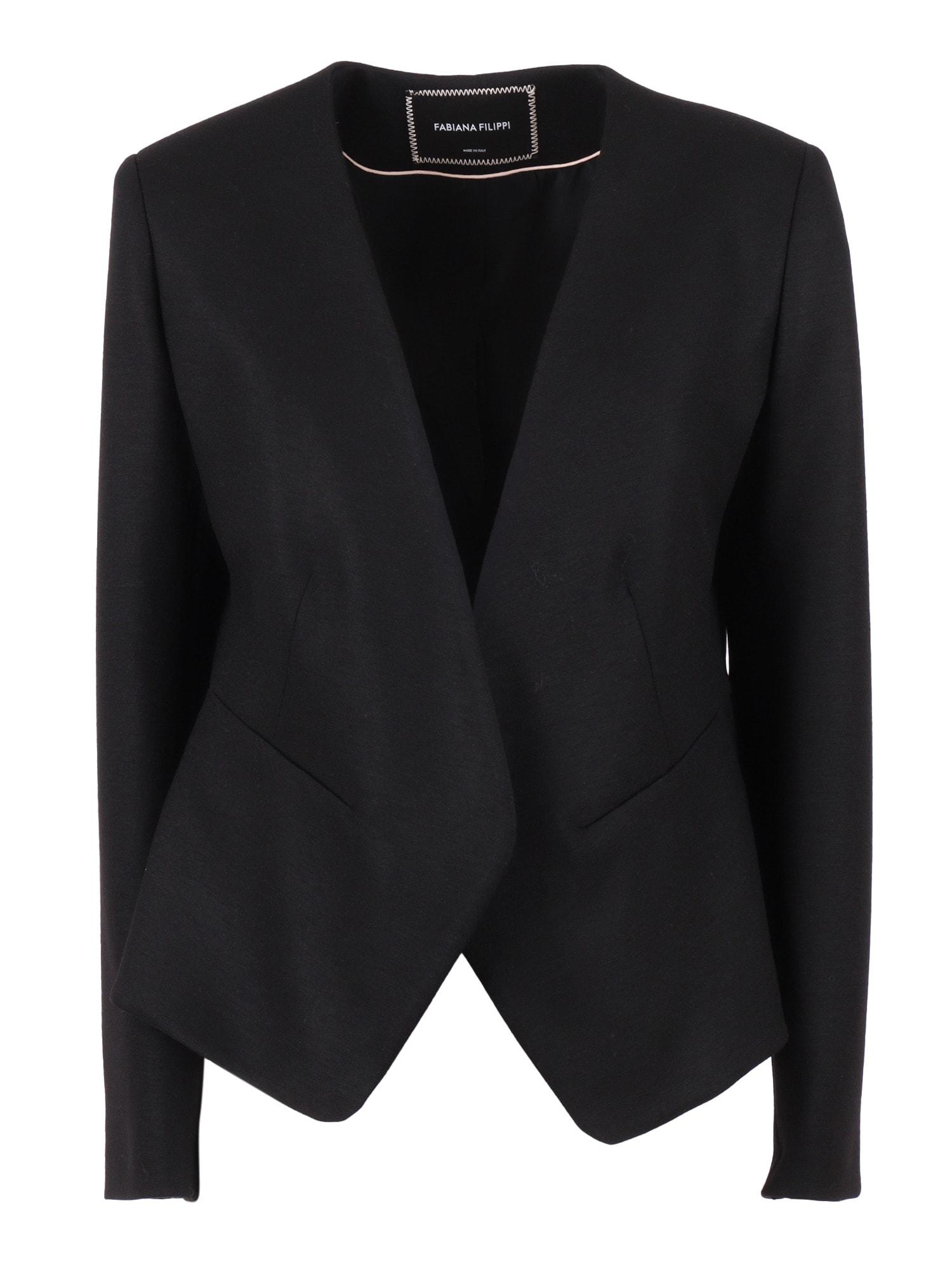 fabiana filippi felted wool jersey fitted blazer without lapel