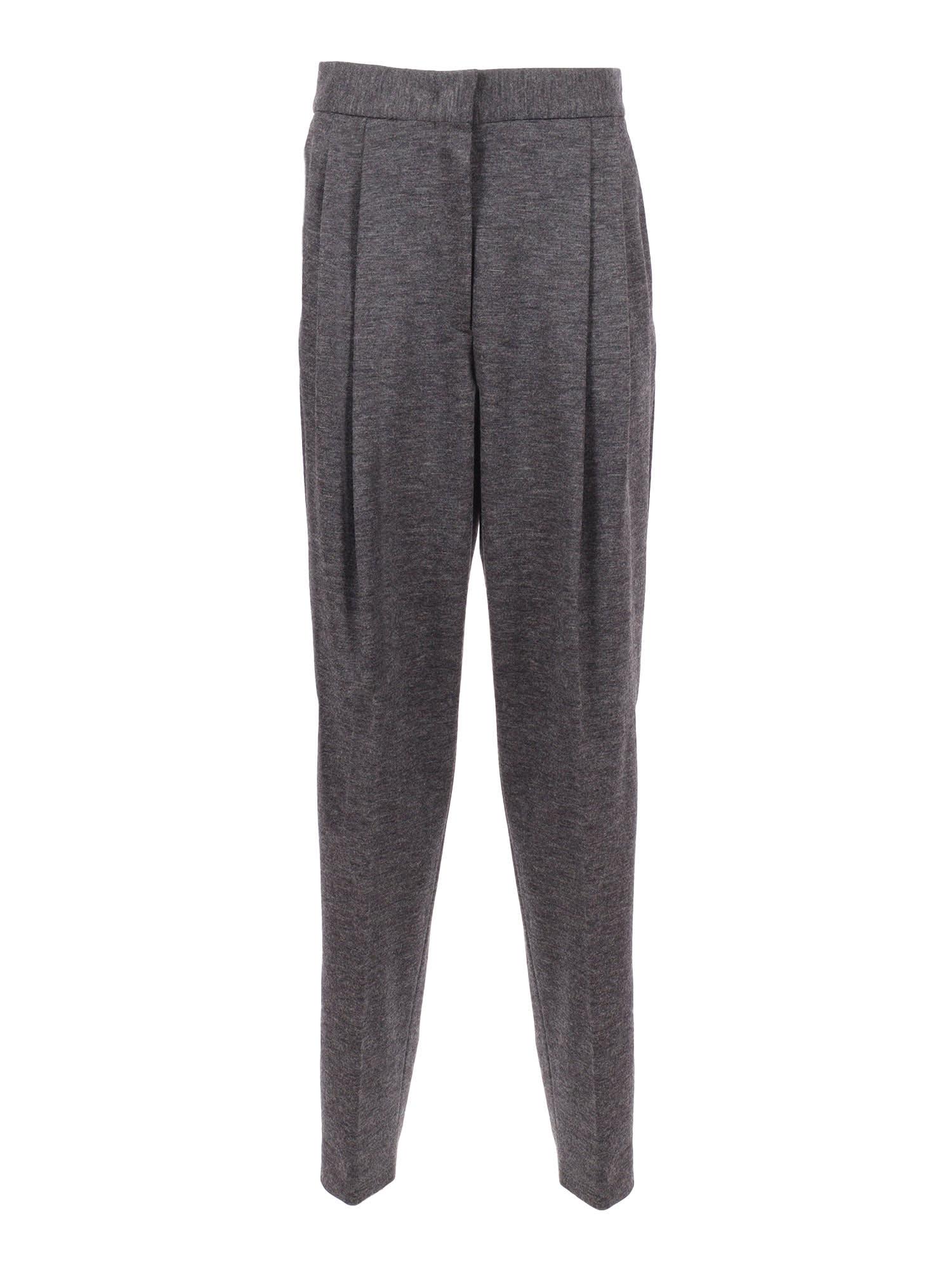 fabiana filippi felted wool pleated trousers with filo diamante detail