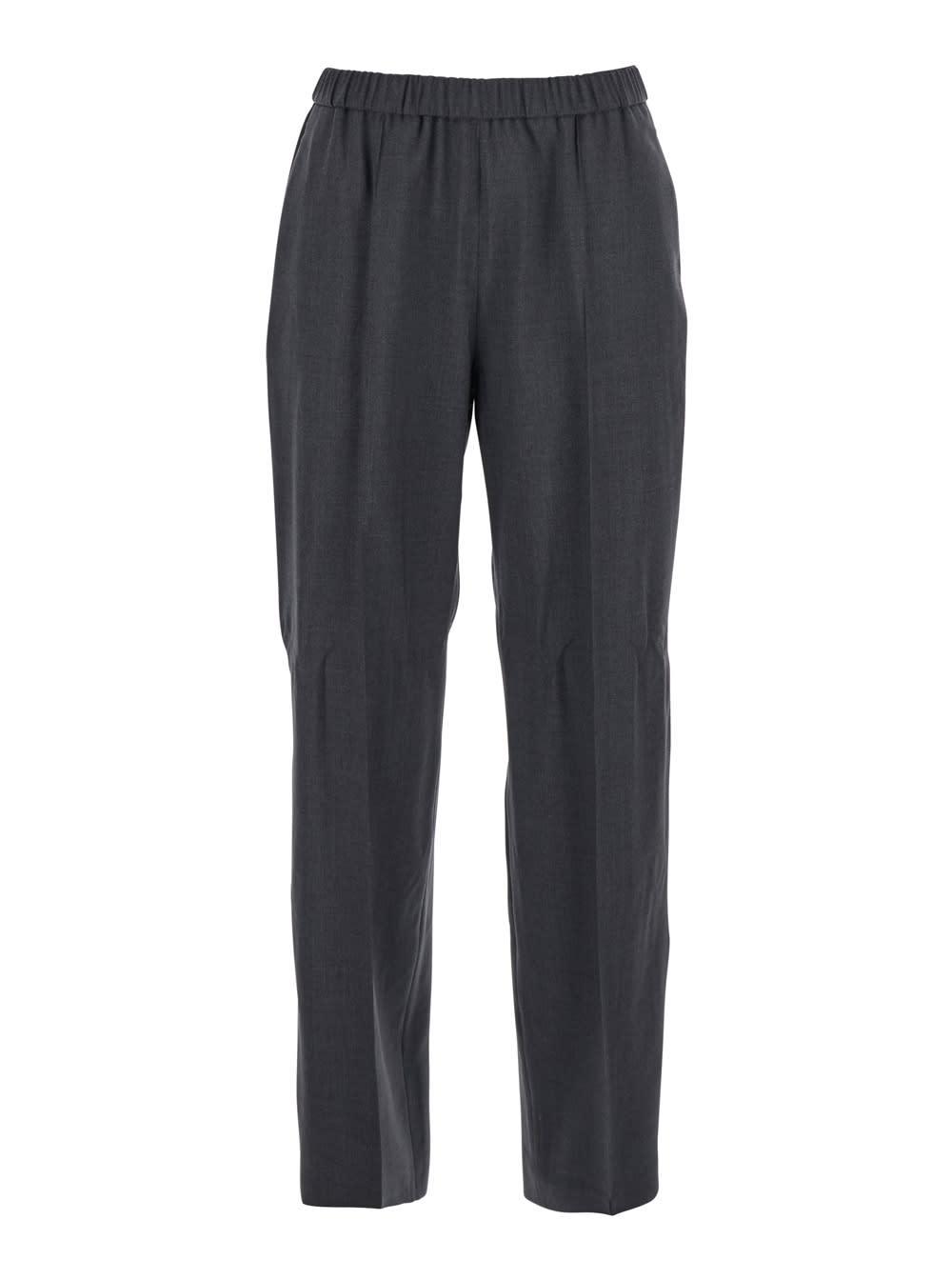 fabiana filippi grey trousers with elastic waist in wool blend woman