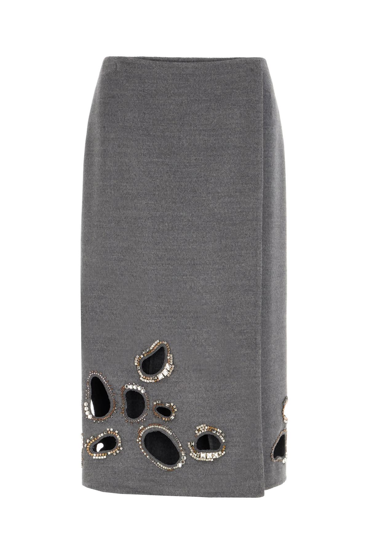 fabiana filippi grey wool midi skirt