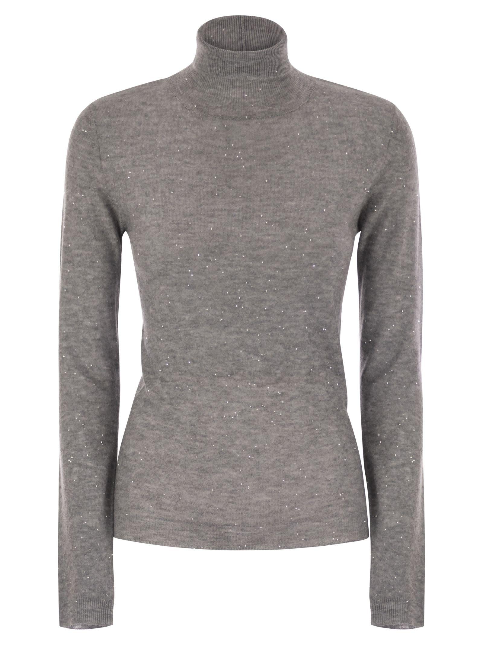 fabiana filippi high-necked wool sweater with sequins
