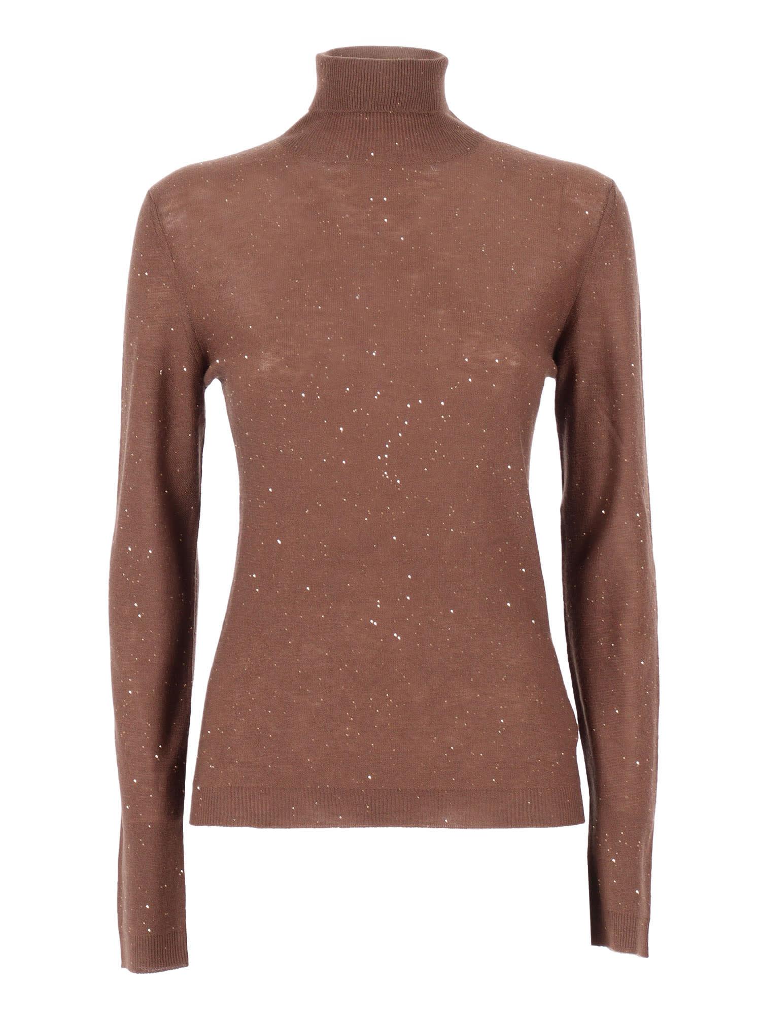 fabiana filippi lightweight sequin slim fit turtle neck sweater