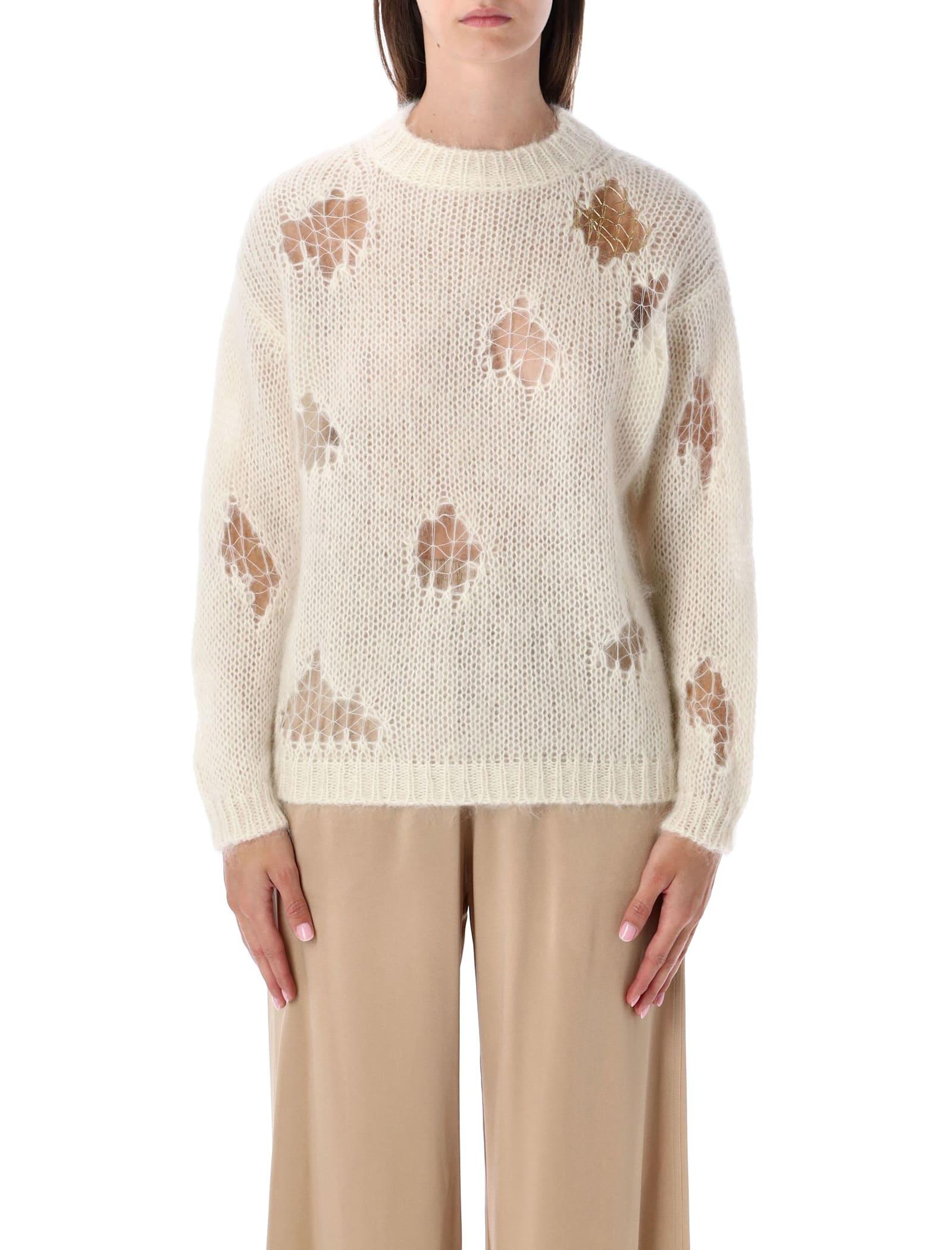 fabiana filippi mohair open knit sweater ivory