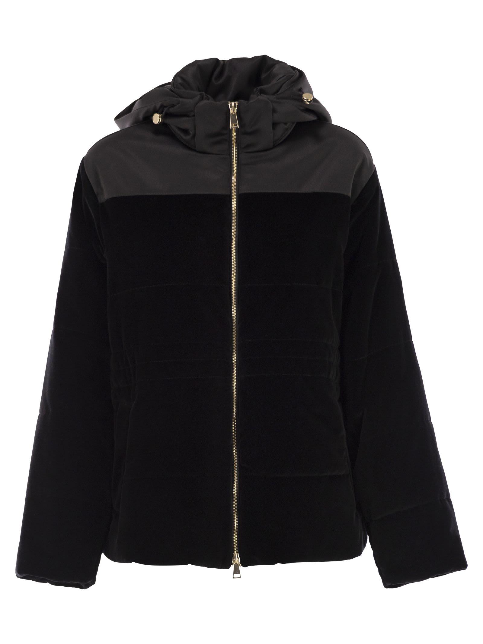 fabiana filippi padded velvet jacket with hood