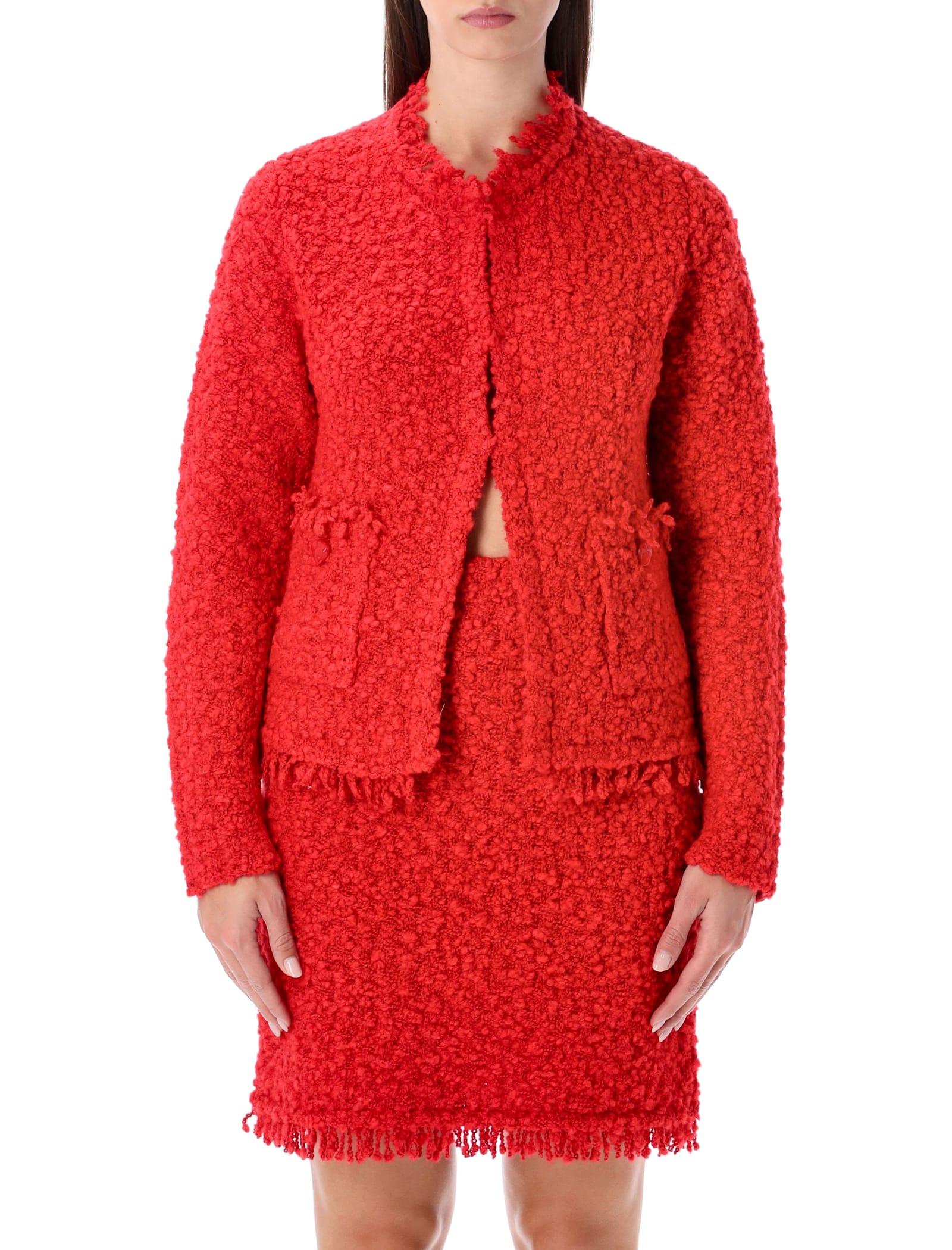 fabiana filippi red tweed-effect knit jacket