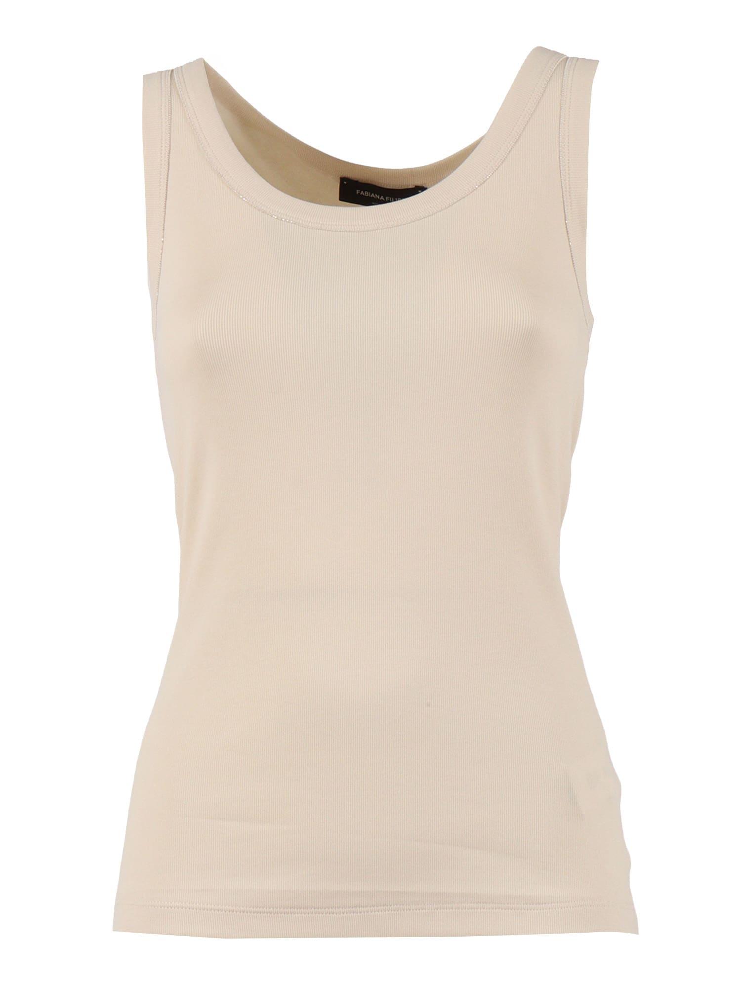 fabiana filippi ribbed jersey tank top with filo diamante