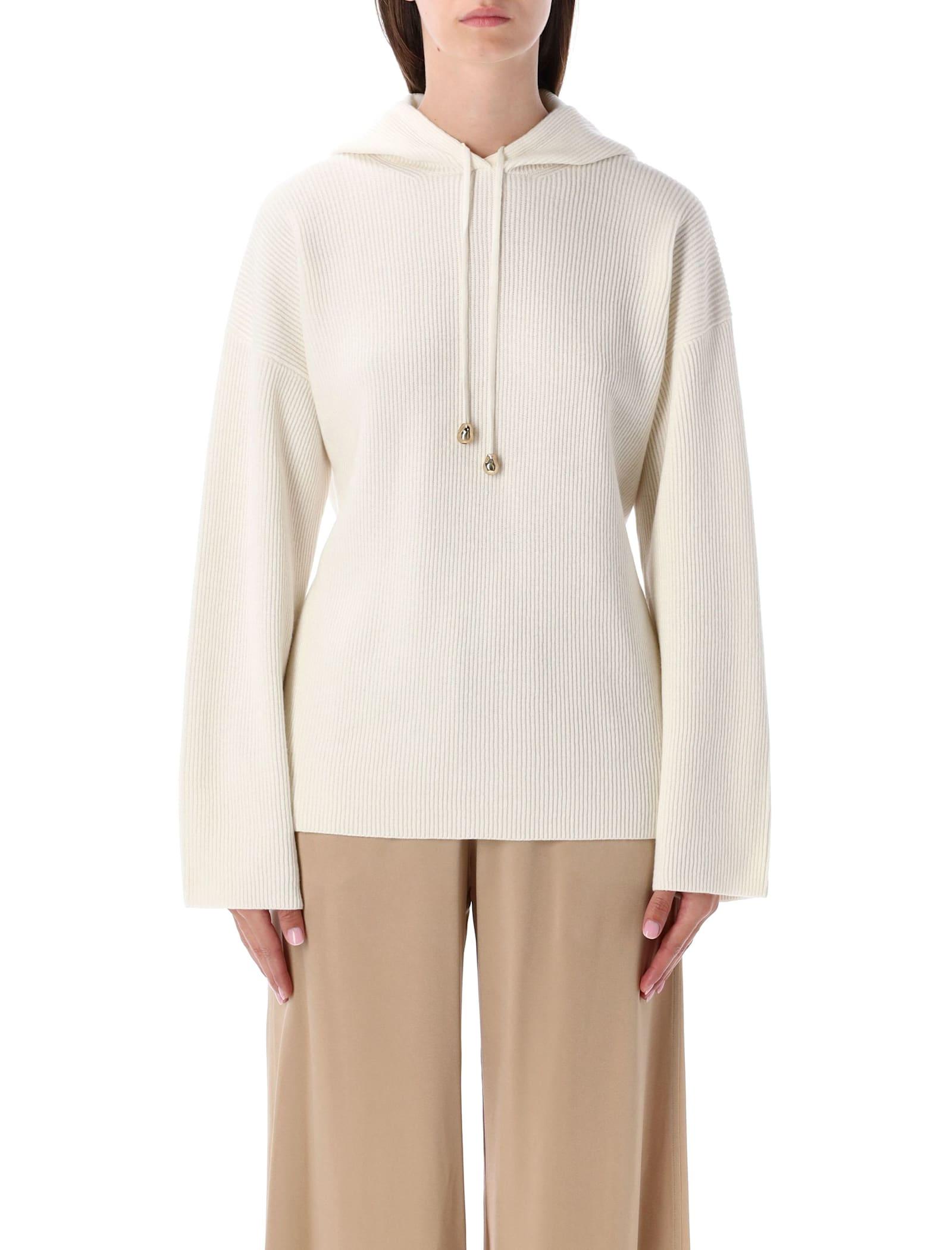 fabiana filippi ribbed knit hoodie ivory