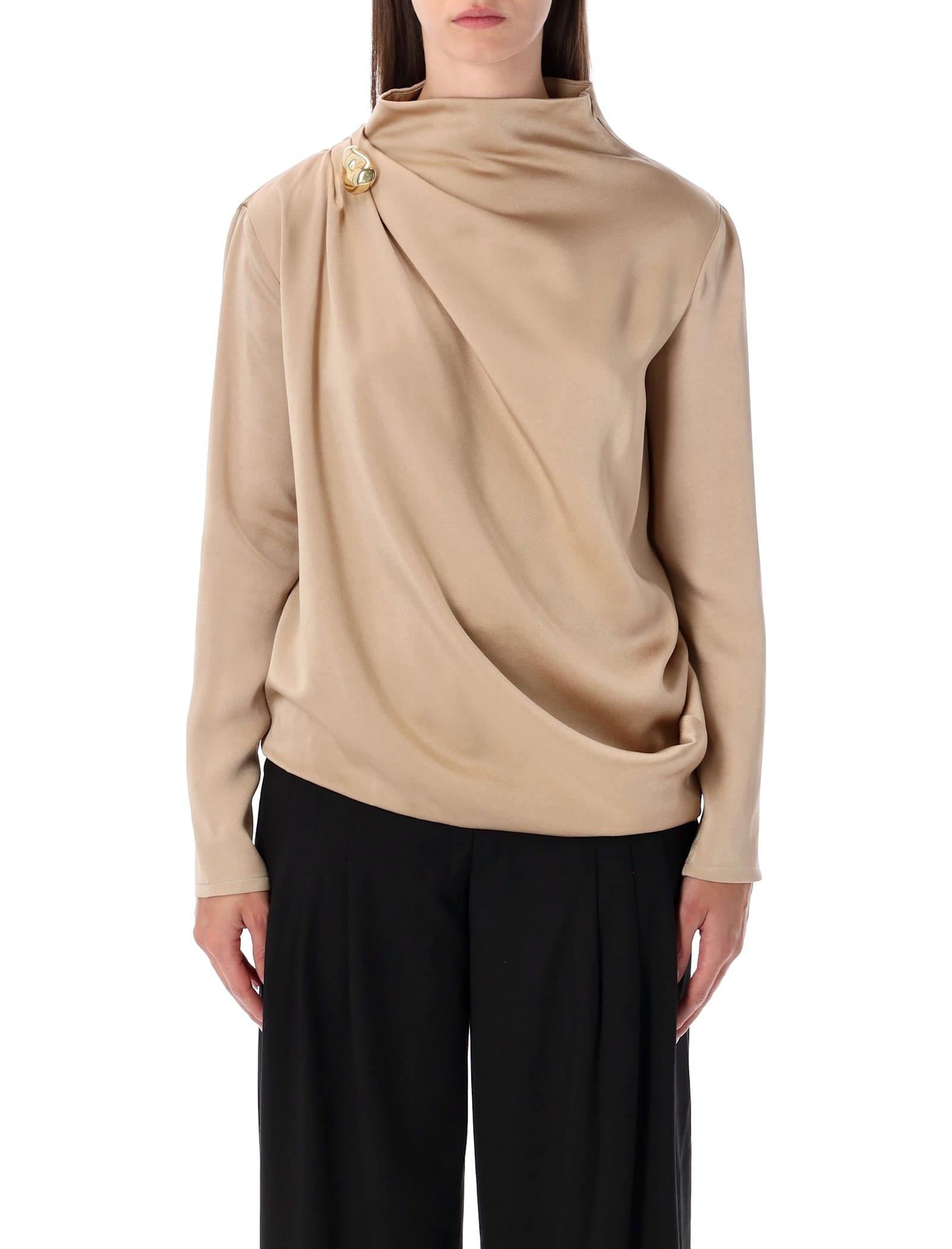 fabiana filippi satin draped blouse with jewel detail