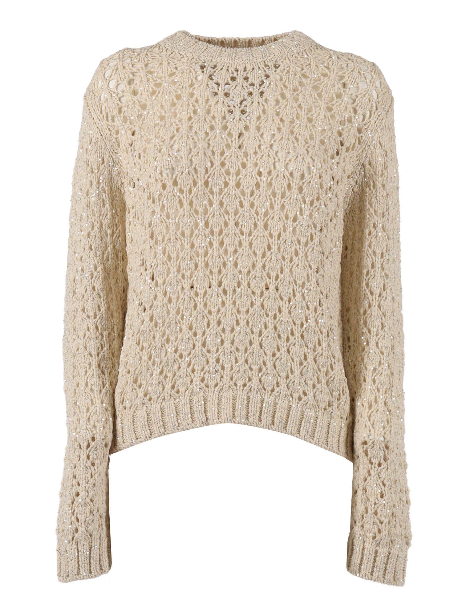 fabiana filippi sequin diamond stitch crew neck sweater