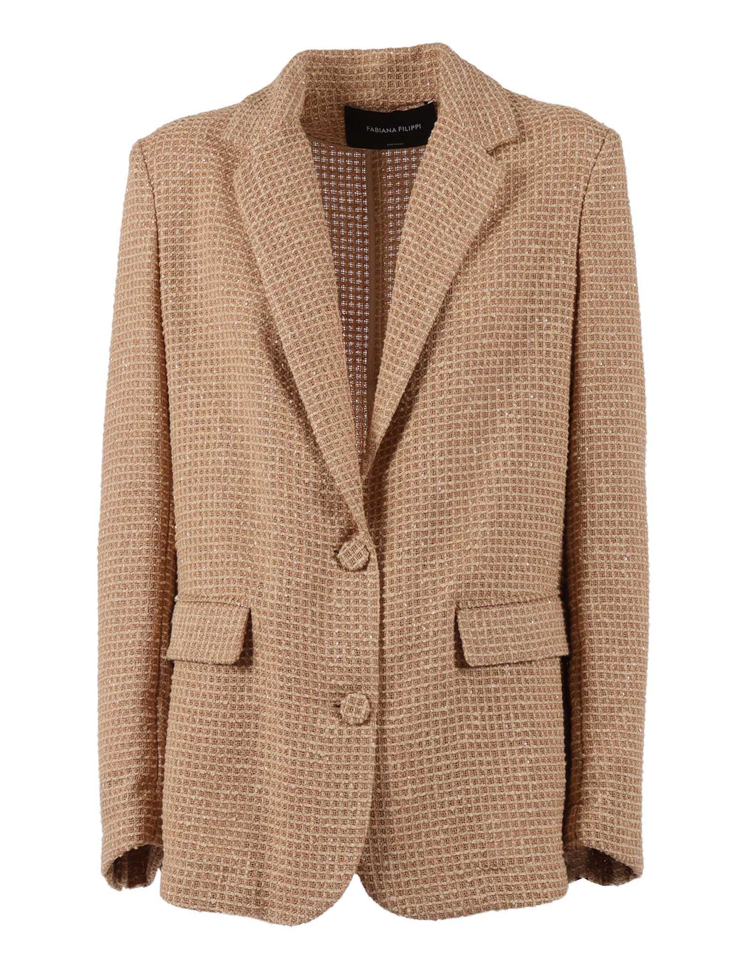 fabiana filippi sequin mesh single breasted jacket