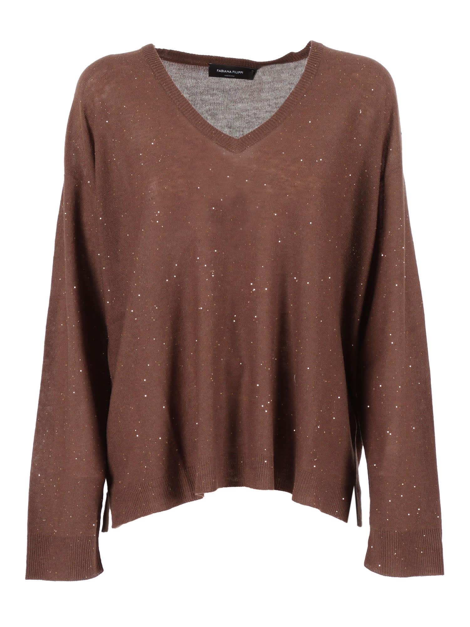 fabiana filippi sequin oversize v neck sweater